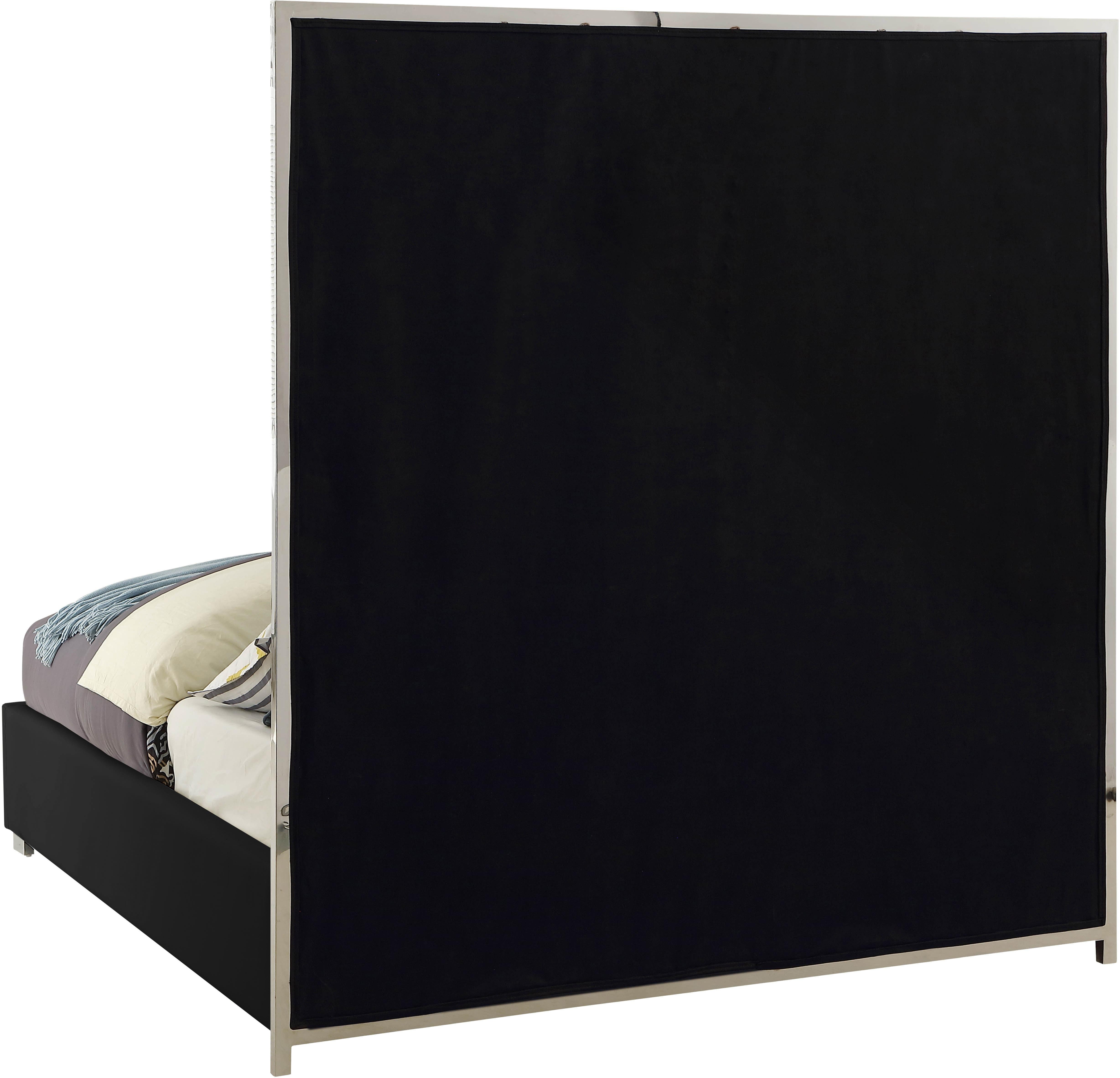 Milan Black Faux Leather Queen Bed - Luxury Home Furniture (MI)