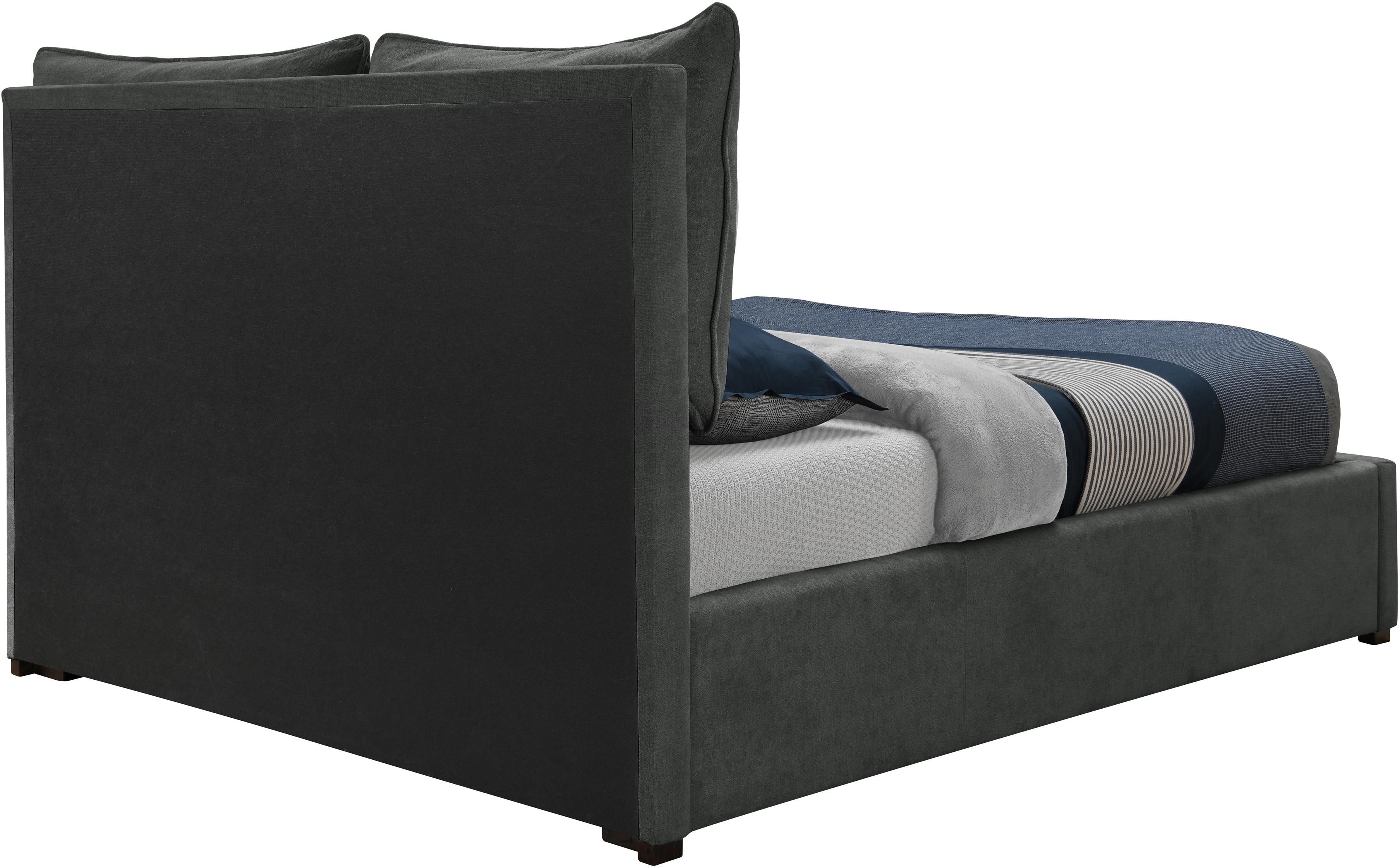 Misha Pepper Black Polyester Fabric Queen Bed (3 Boxes) - Luxury Home Furniture (MI)