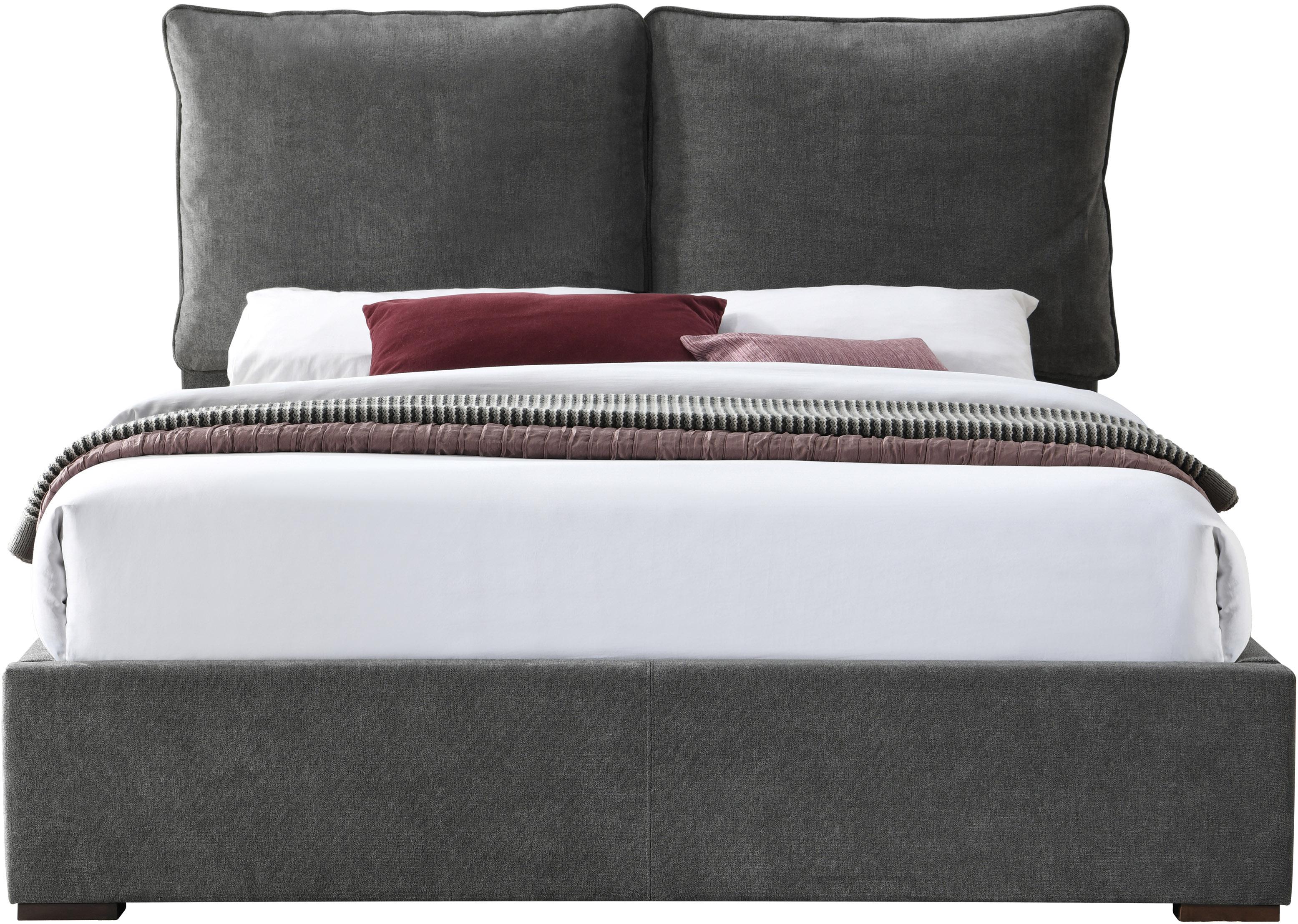 Misha Pepper Black Polyester Fabric Queen Bed (3 Boxes) - Luxury Home Furniture (MI)