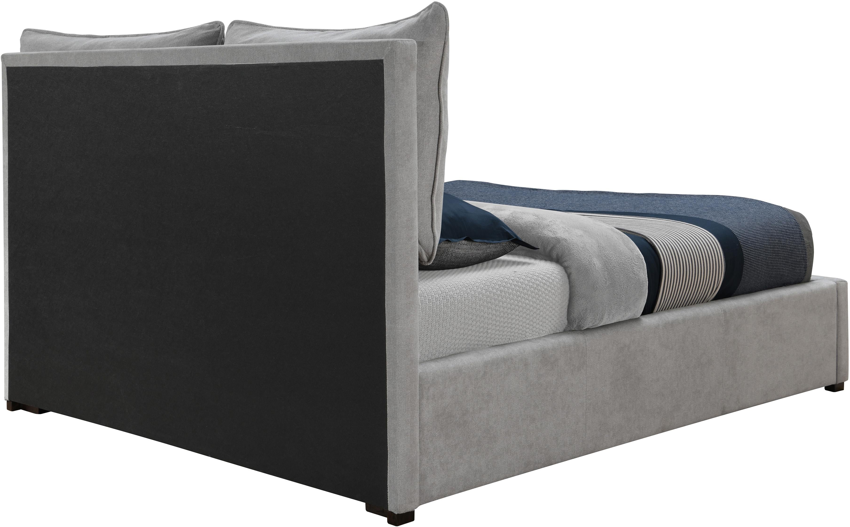 Misha Light Grey Polyester Fabric Queen Bed (3 Boxes) - Luxury Home Furniture (MI)