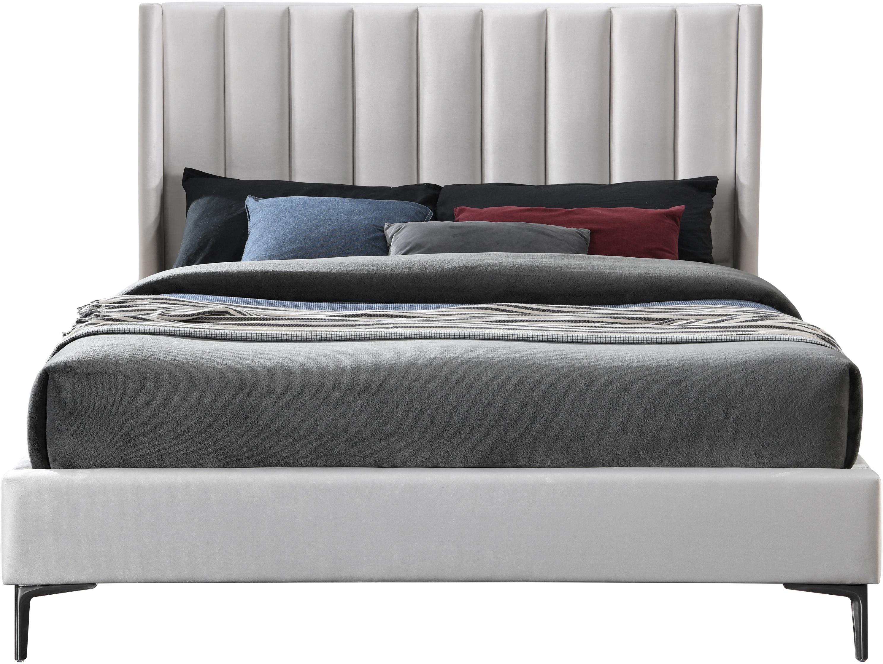 Nadia Cream Velvet Queen Bed - Luxury Home Furniture (MI)
