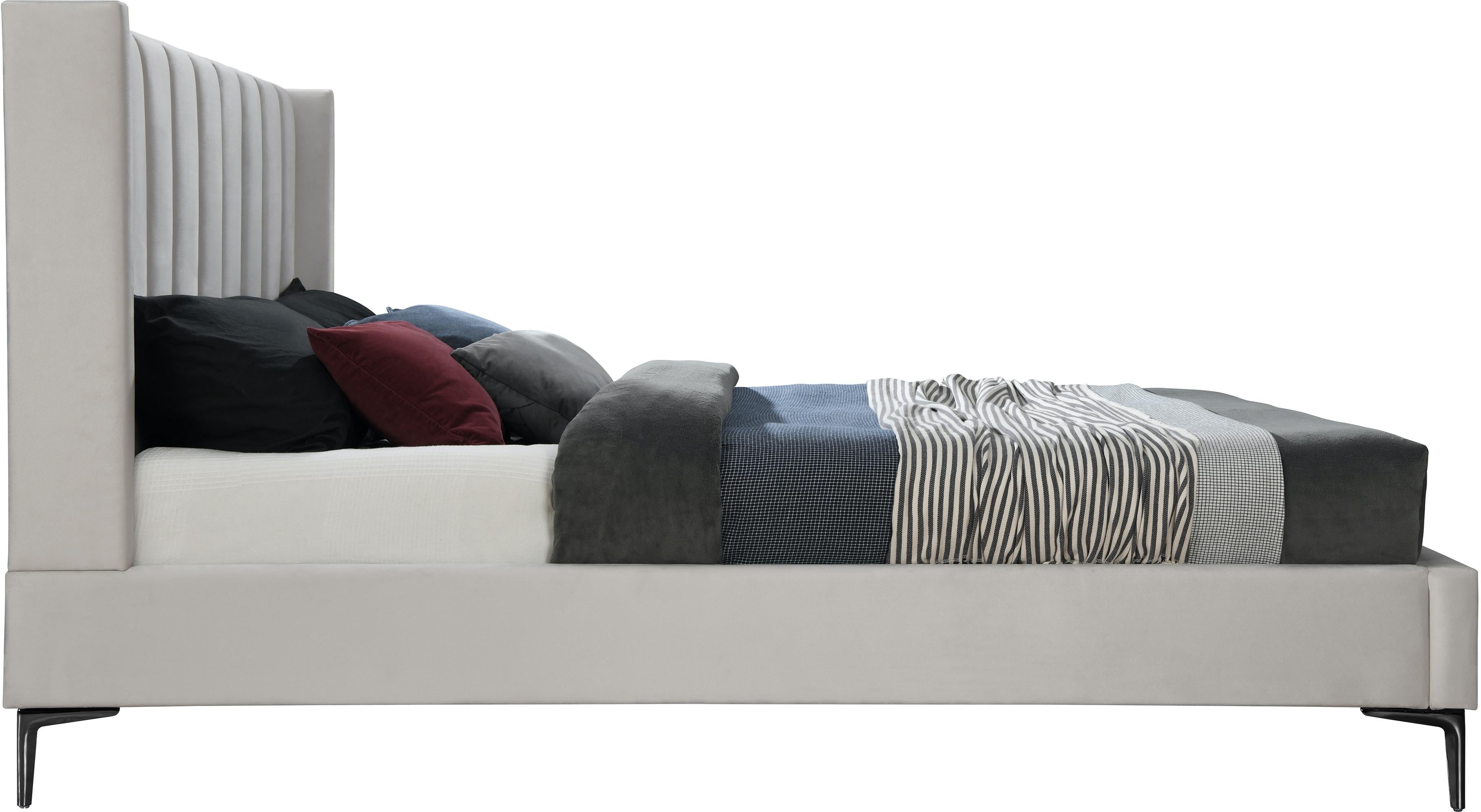 Nadia Cream Velvet Queen Bed - Luxury Home Furniture (MI)