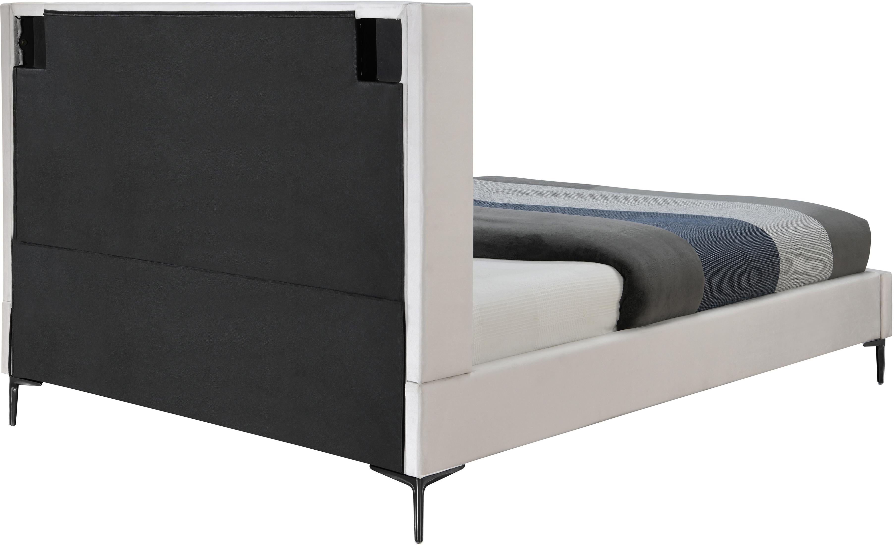 Nadia Cream Velvet Queen Bed - Luxury Home Furniture (MI)