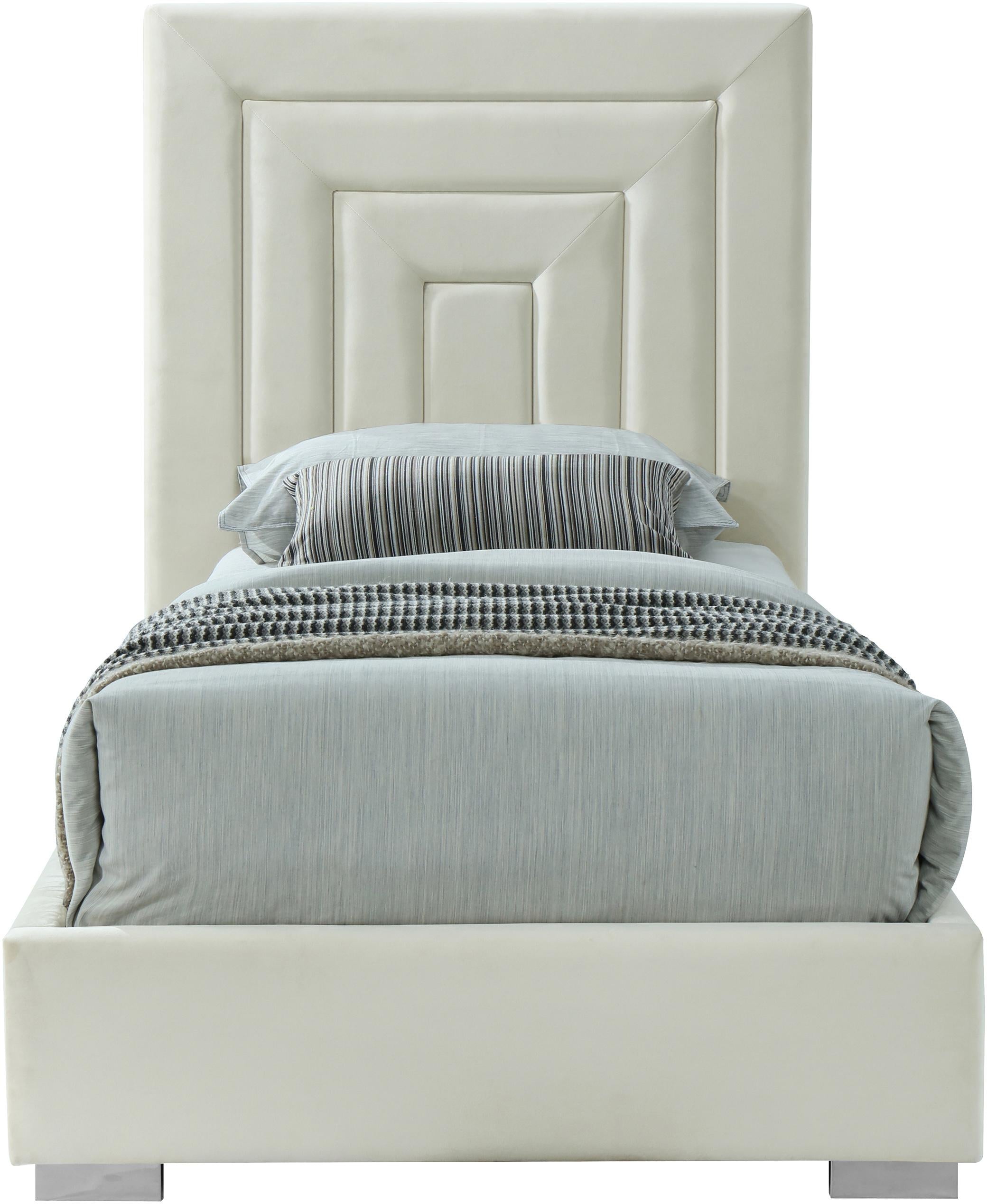 Nora Cream Velvet Twin Bed - Luxury Home Furniture (MI)