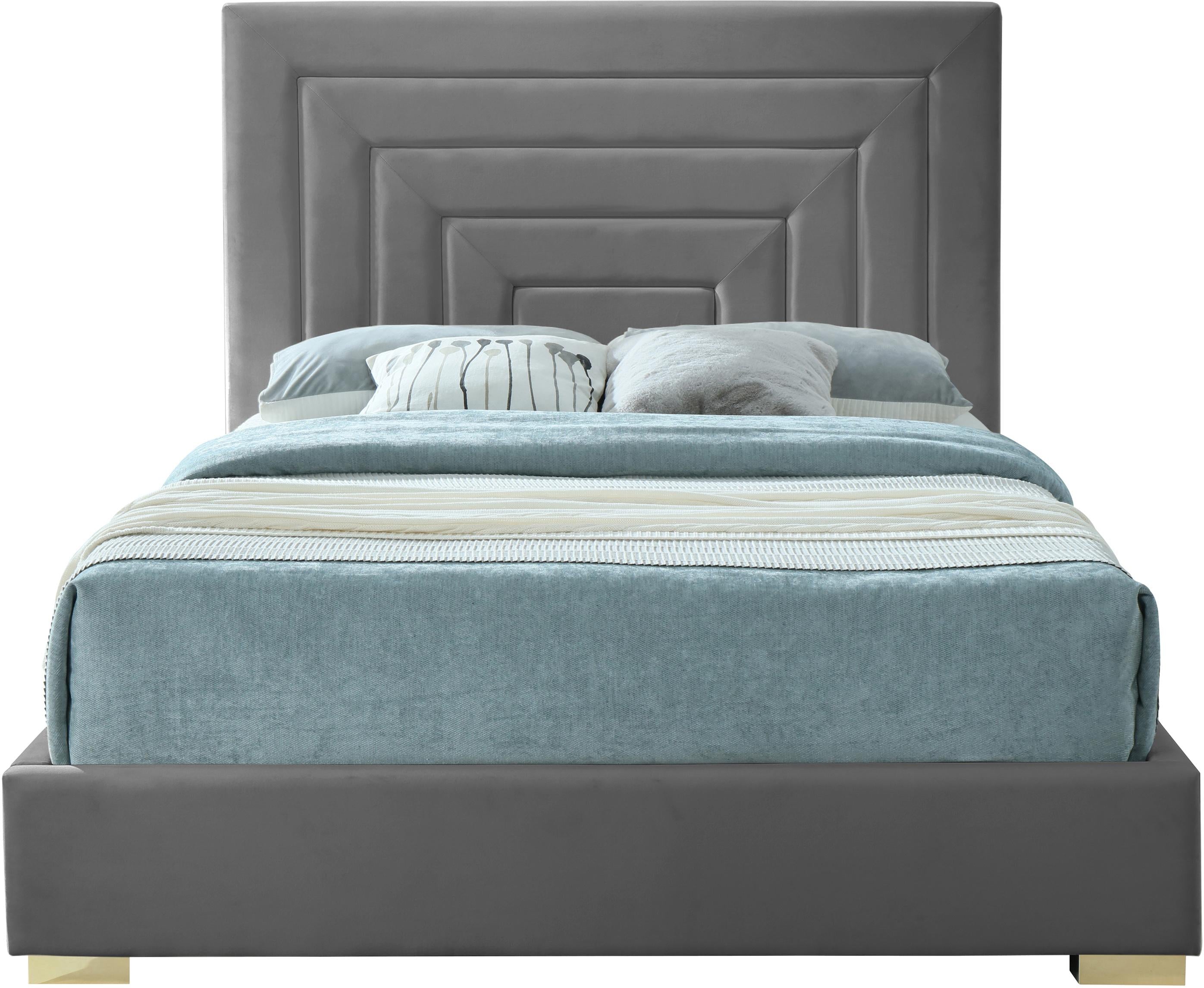 Nora Grey Velvet King Bed - Luxury Home Furniture (MI)