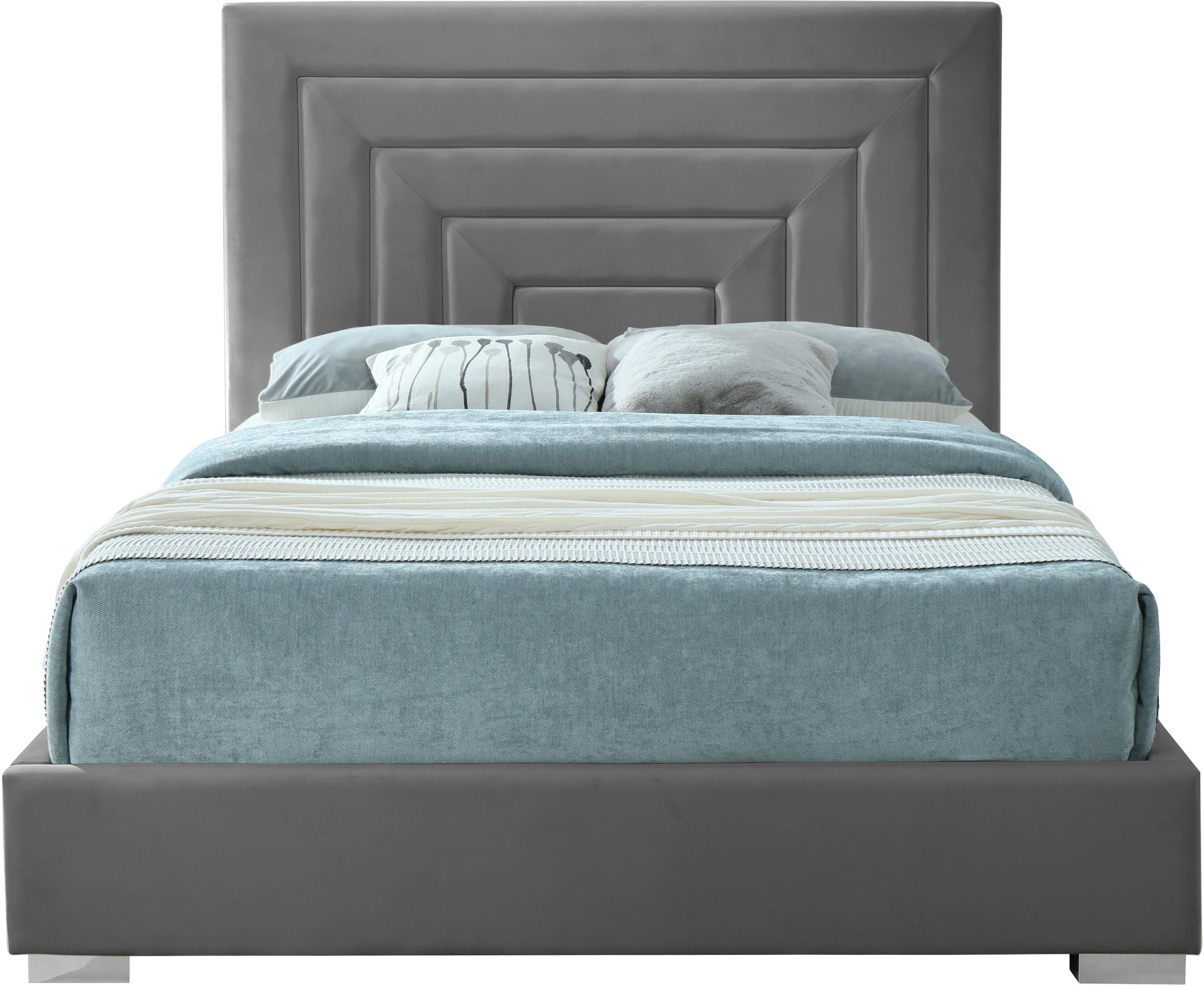 Nora Grey Velvet King Bed - Luxury Home Furniture (MI)