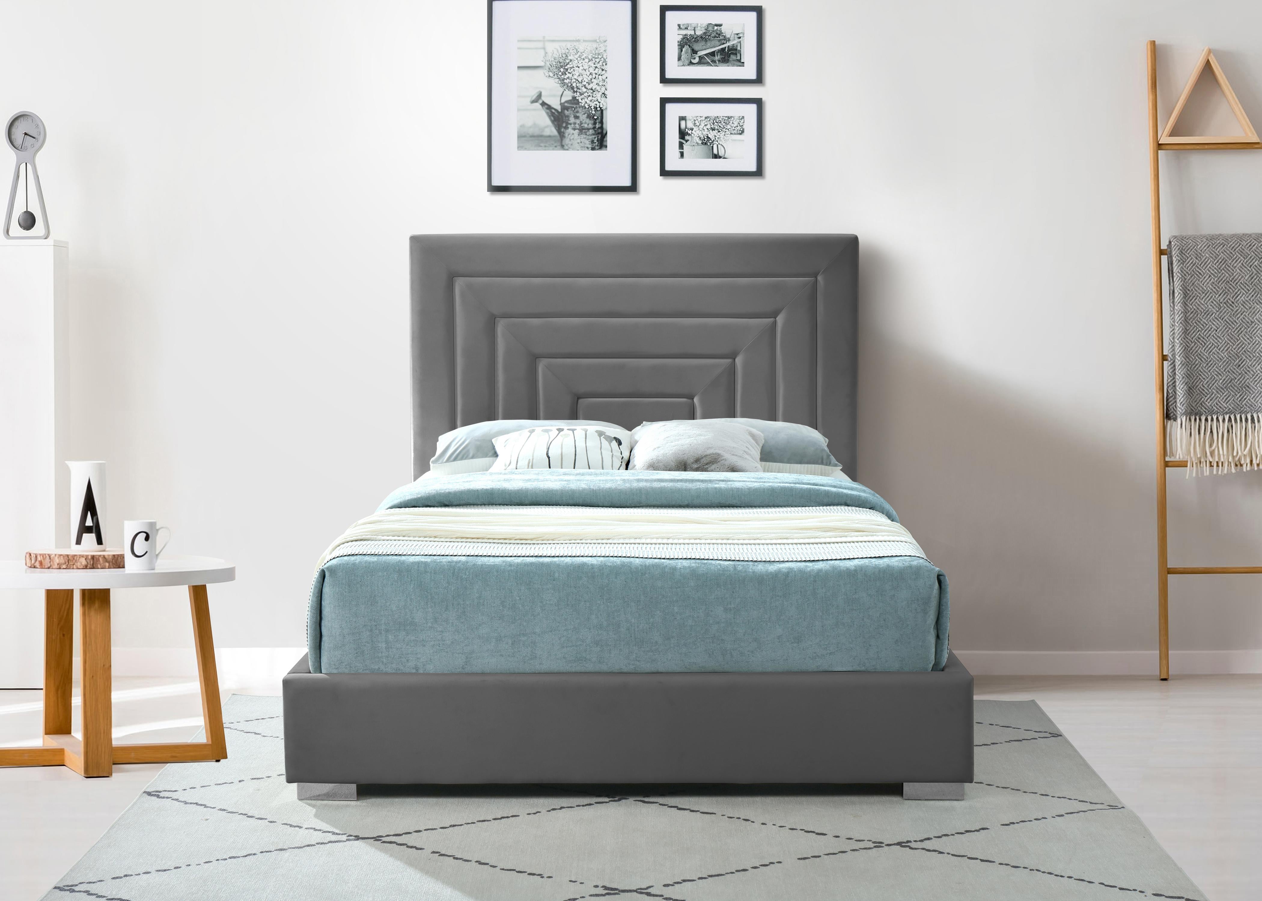 Nora Grey Velvet King Bed - Luxury Home Furniture (MI)