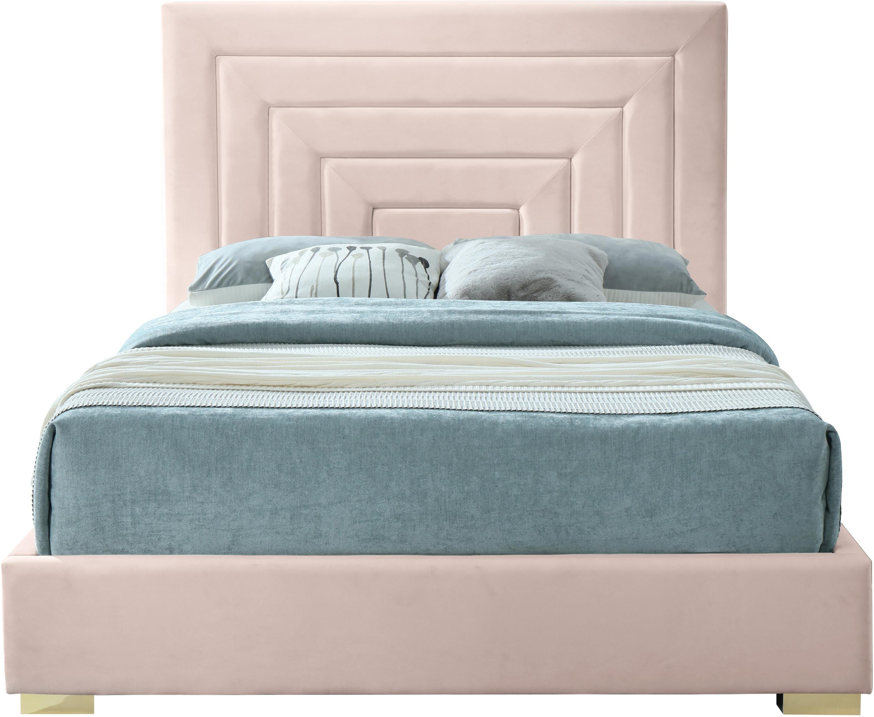 Nora Pink Velvet Full Bed - Luxury Home Furniture (MI)