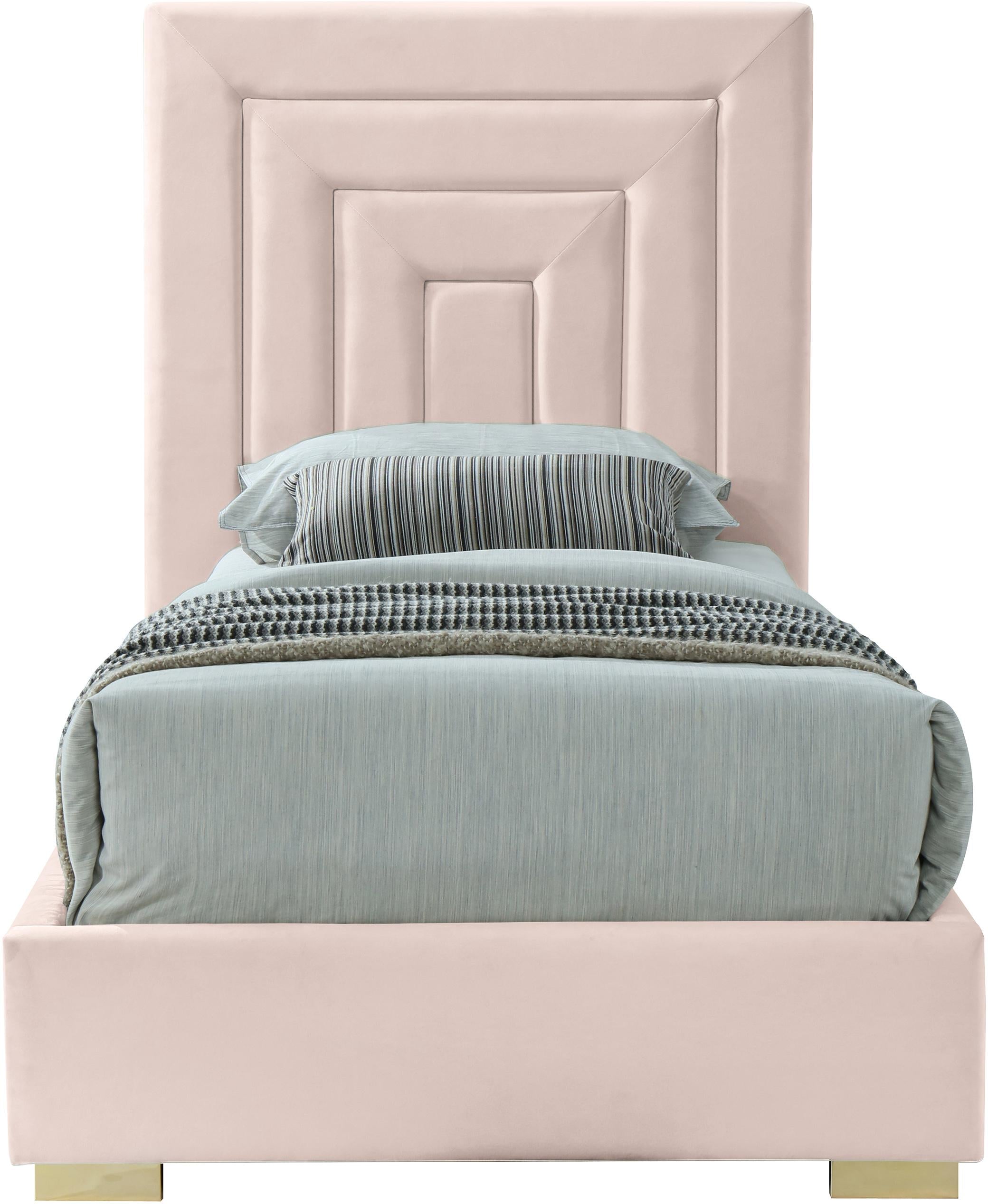 Nora Pink Velvet Twin Bed - Luxury Home Furniture (MI)