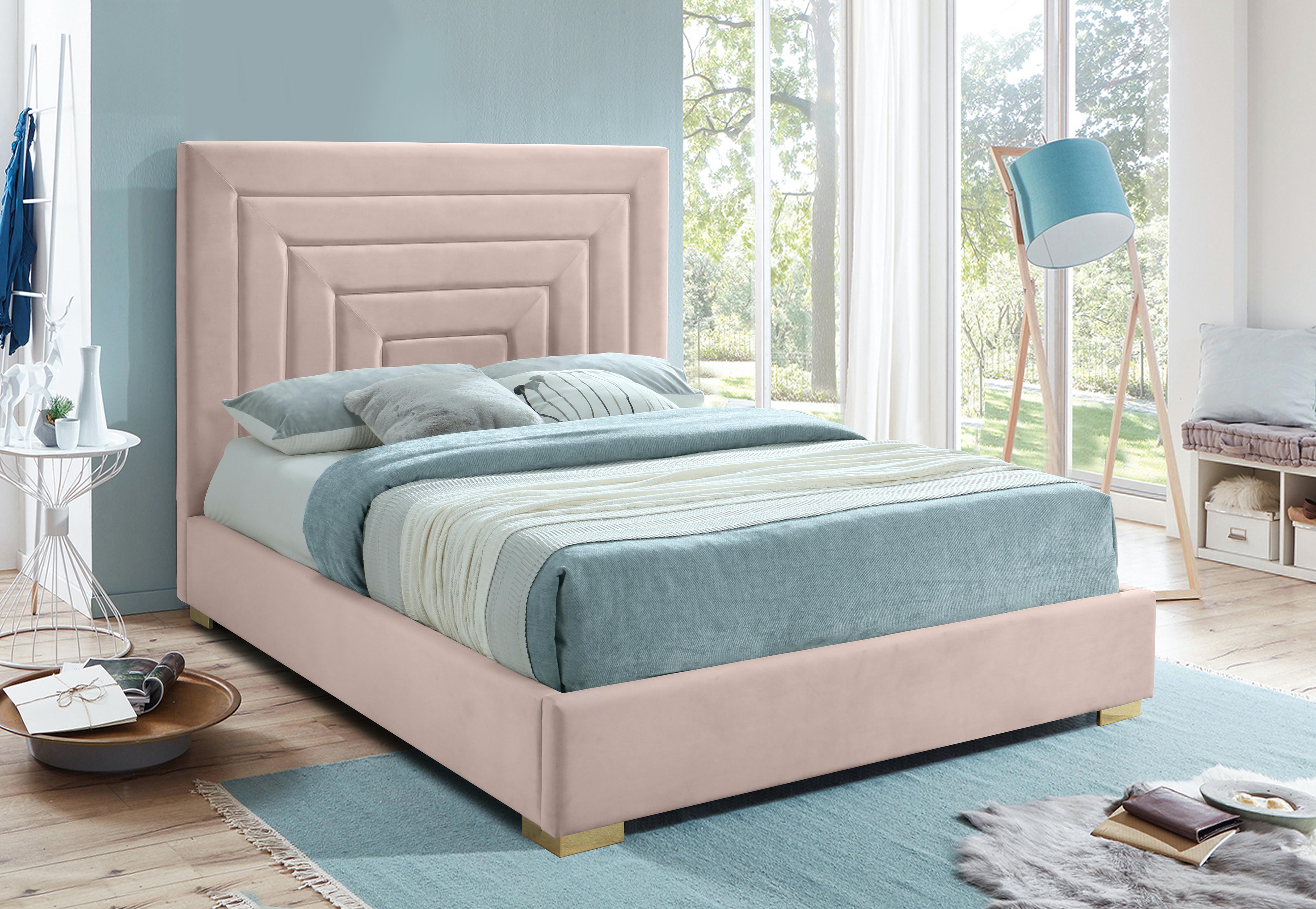 Nora Pink Velvet Full Bed - Luxury Home Furniture (MI)