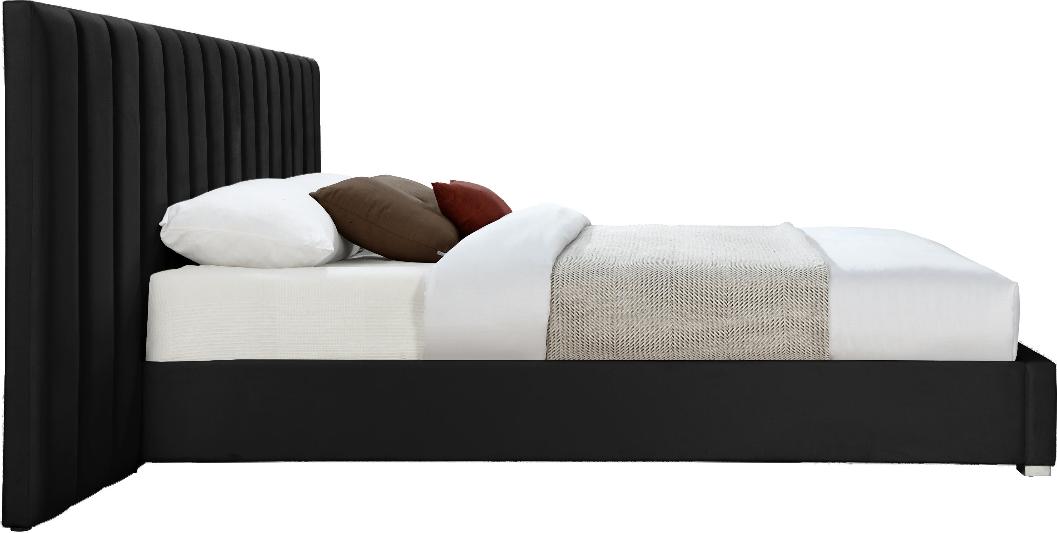 Pablo Black Velvet Queen Bed - Luxury Home Furniture (MI)