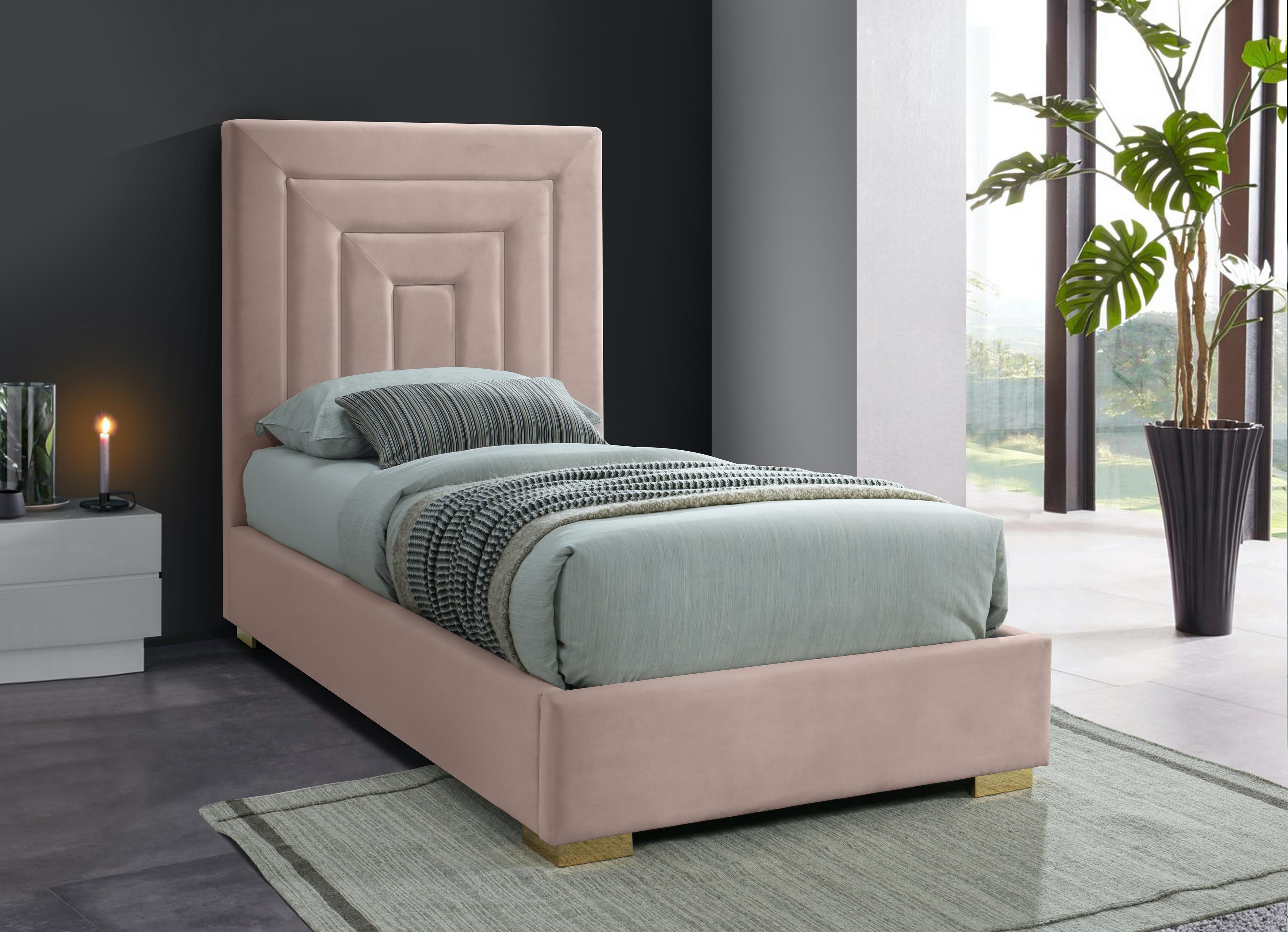 Nora Pink Velvet Twin Bed - Luxury Home Furniture (MI)