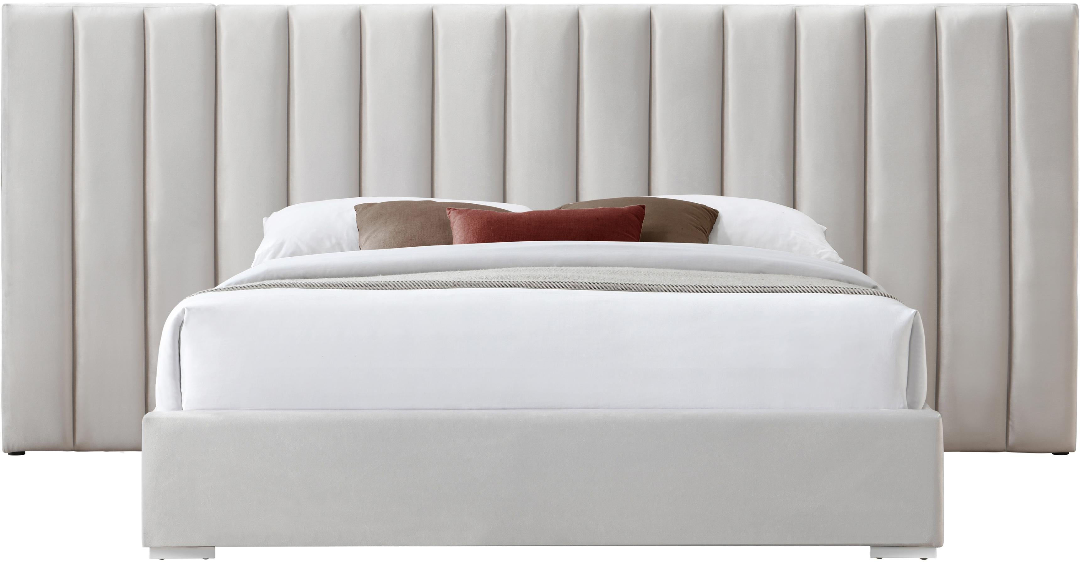Pablo Cream Velvet Queen Bed - Luxury Home Furniture (MI)