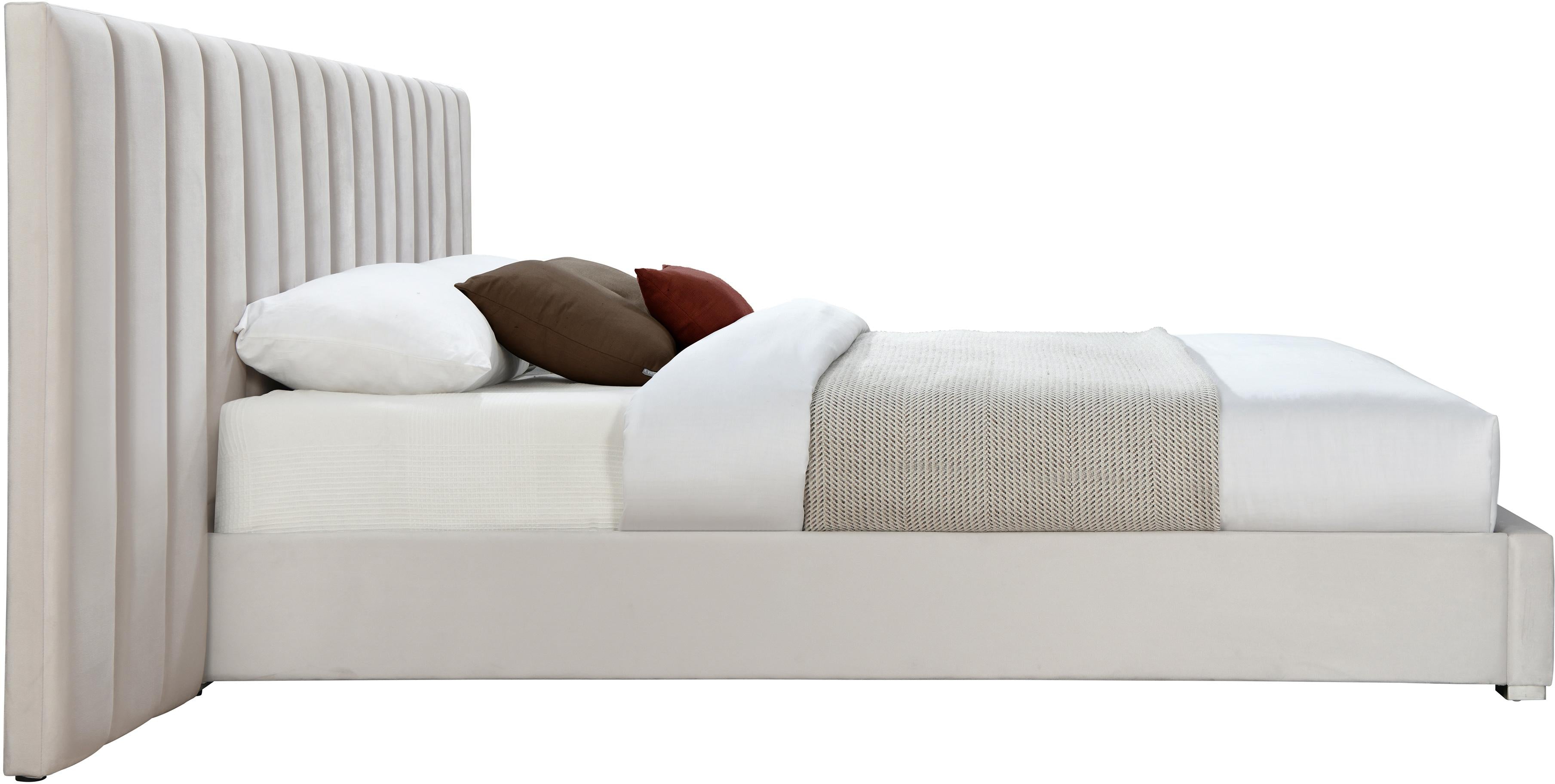 Pablo Cream Velvet Queen Bed - Luxury Home Furniture (MI)
