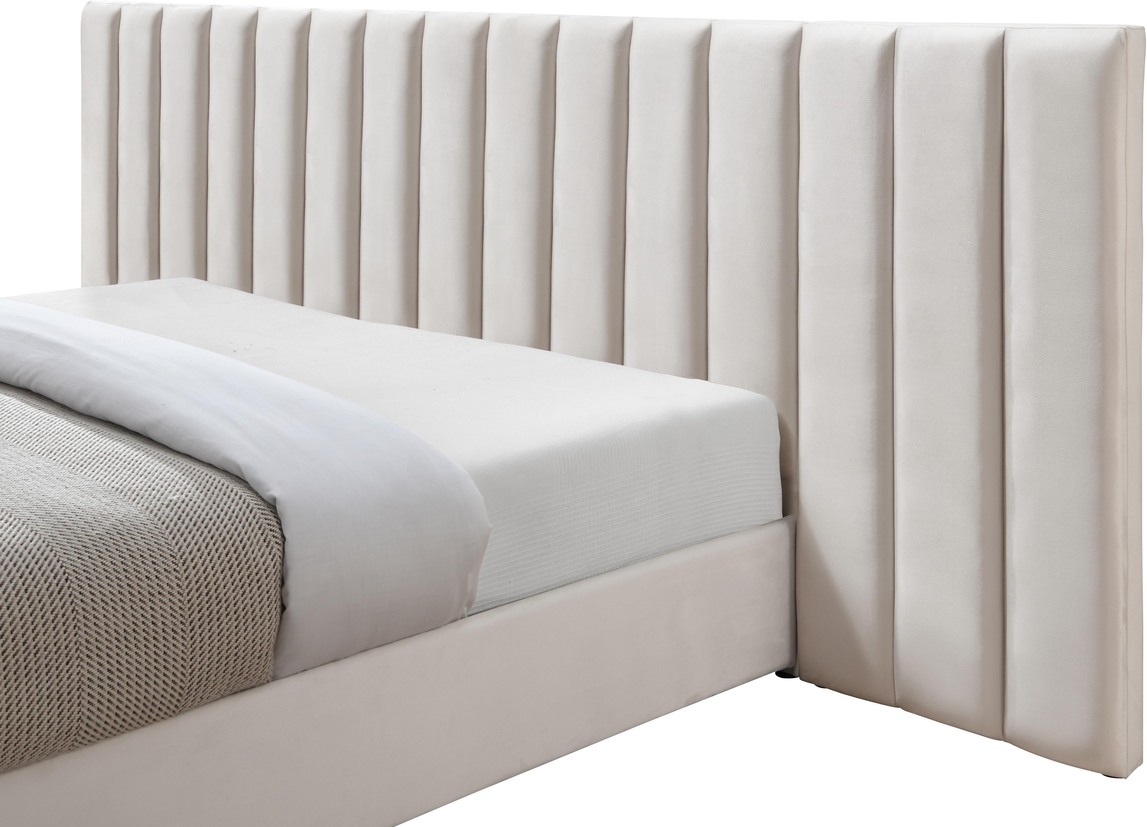 Pablo Cream Velvet Queen Bed - Luxury Home Furniture (MI)