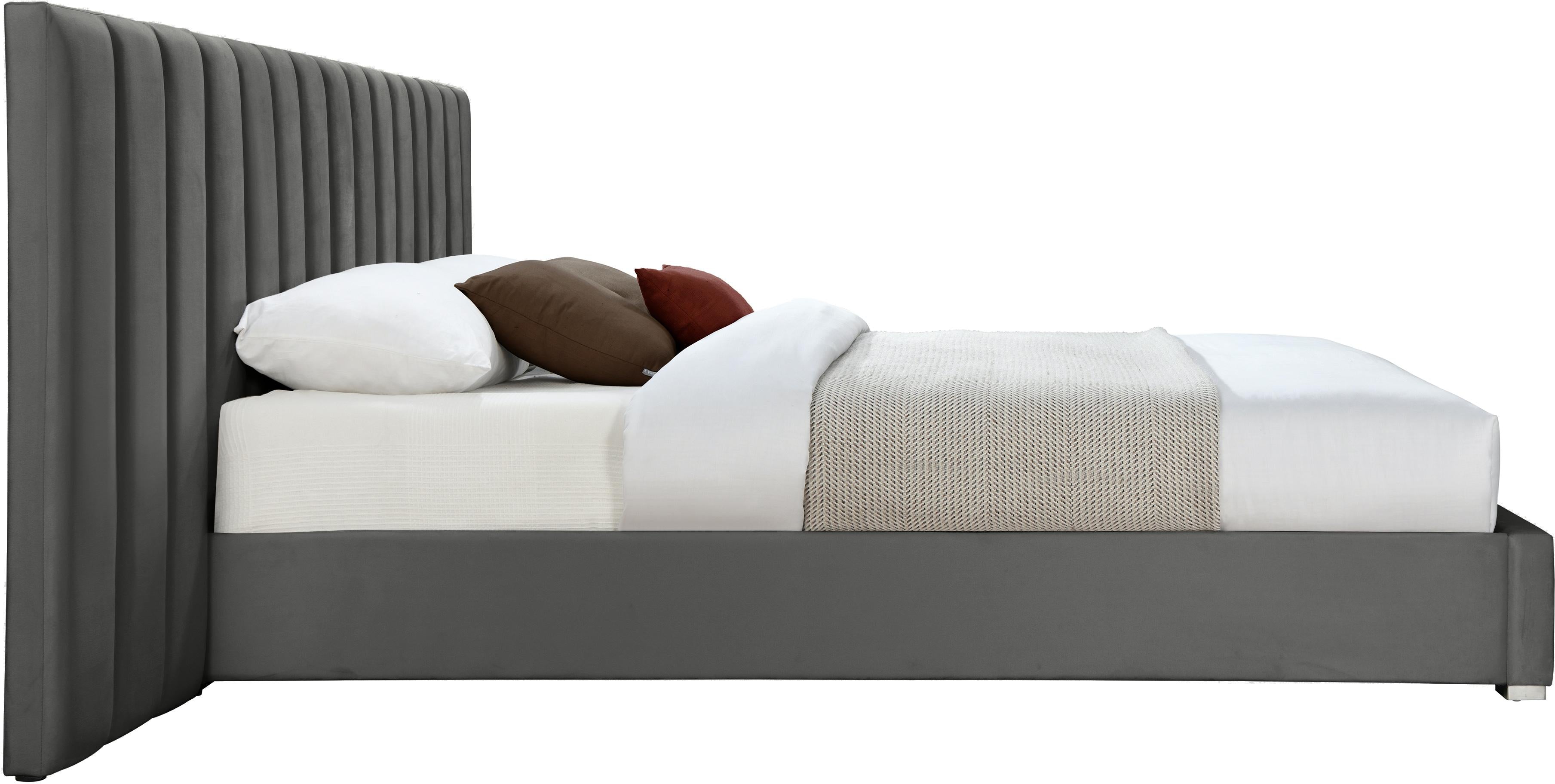 Pablo Grey Velvet Queen Bed - Luxury Home Furniture (MI)