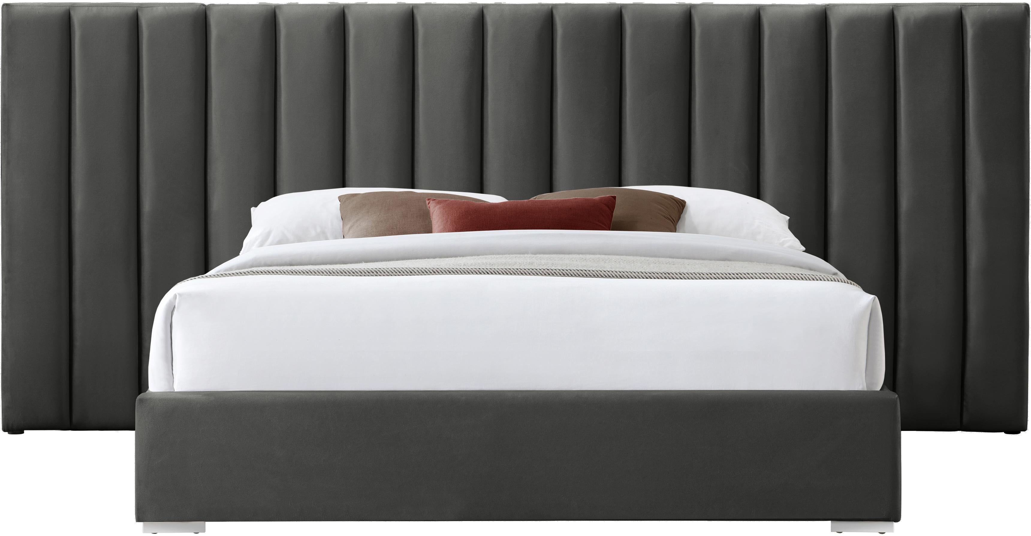 Pablo Grey Velvet Queen Bed - Luxury Home Furniture (MI)