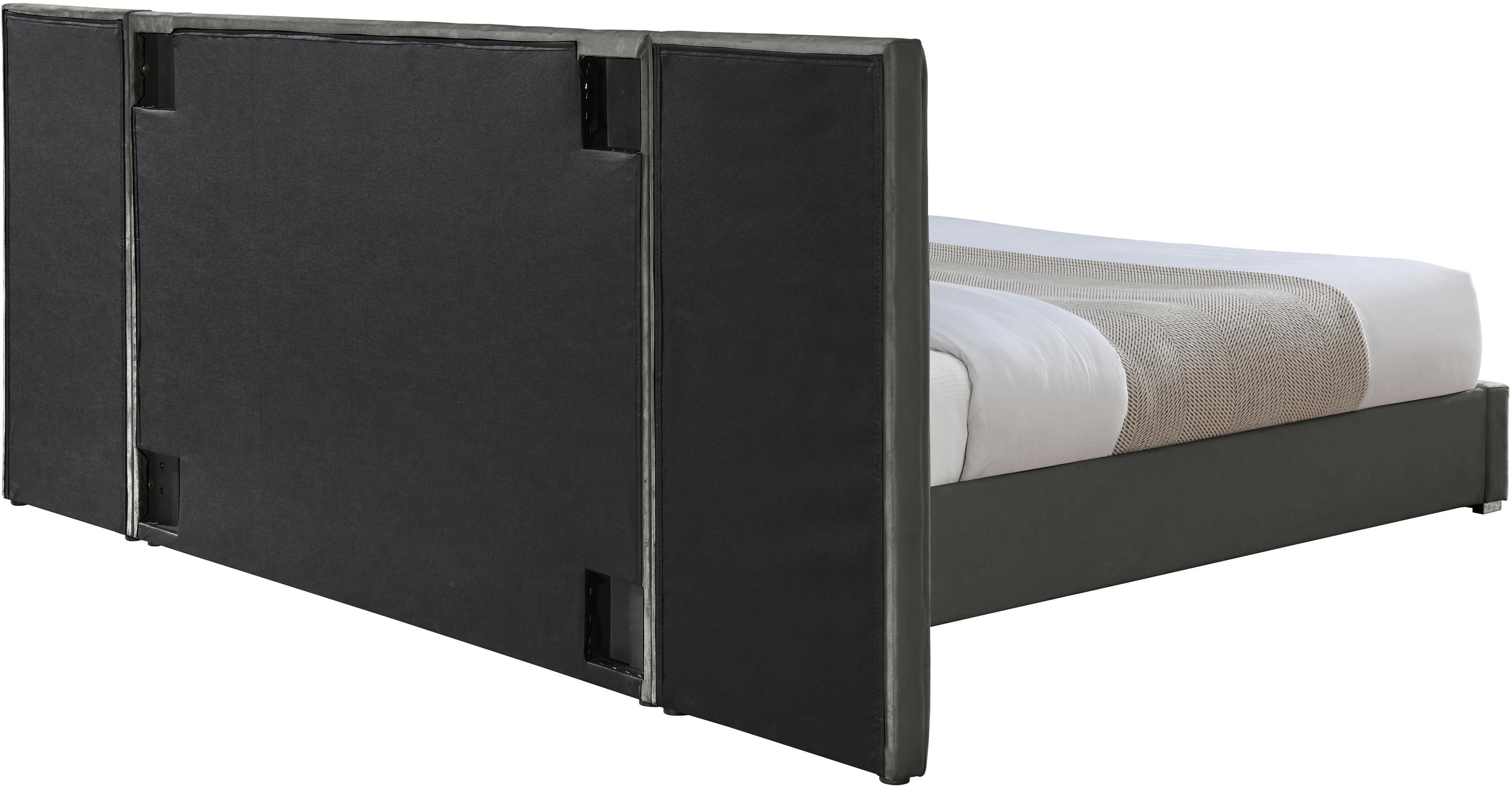 Pablo Grey Velvet Queen Bed - Luxury Home Furniture (MI)