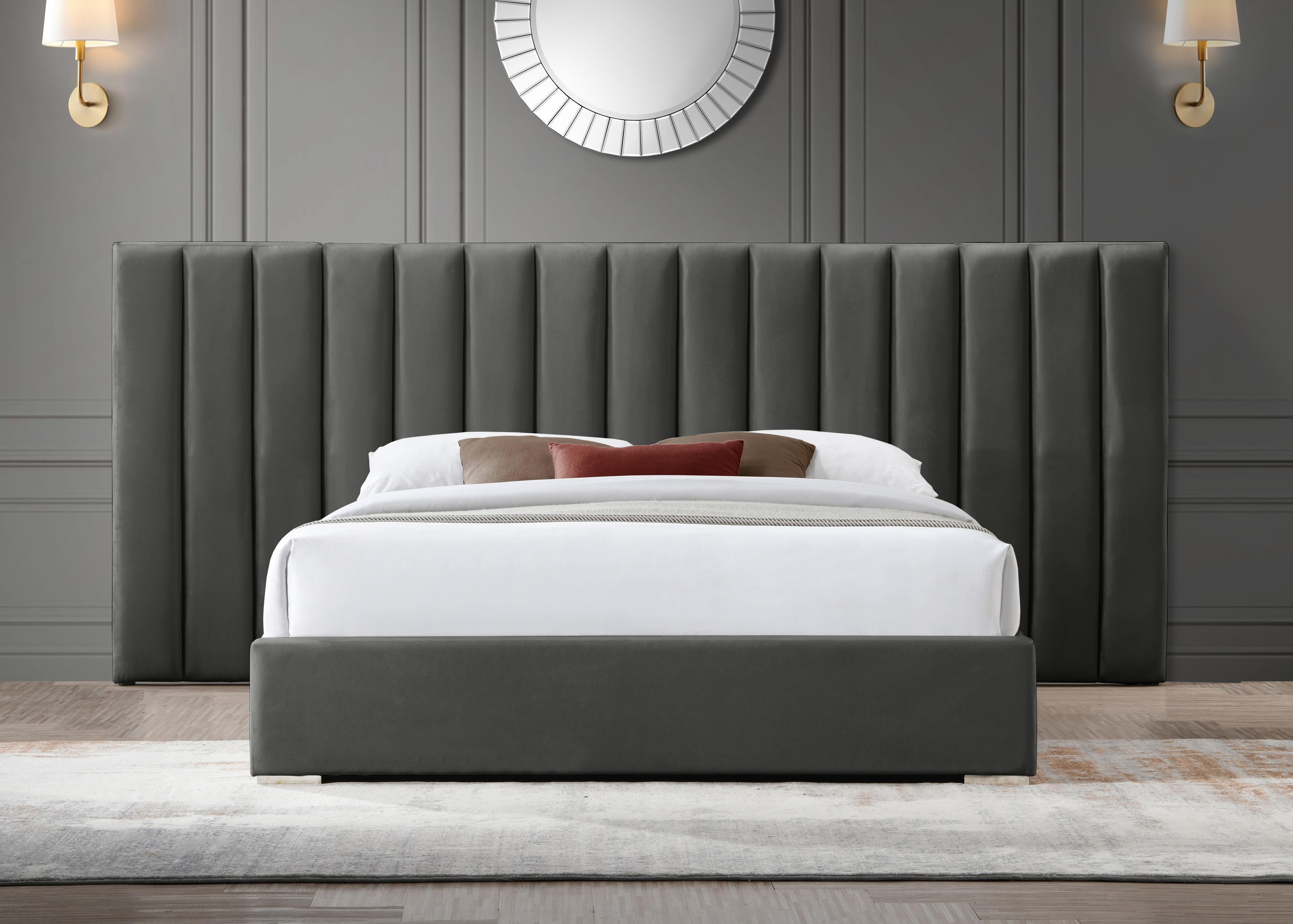 Pablo Grey Velvet Queen Bed - Luxury Home Furniture (MI)