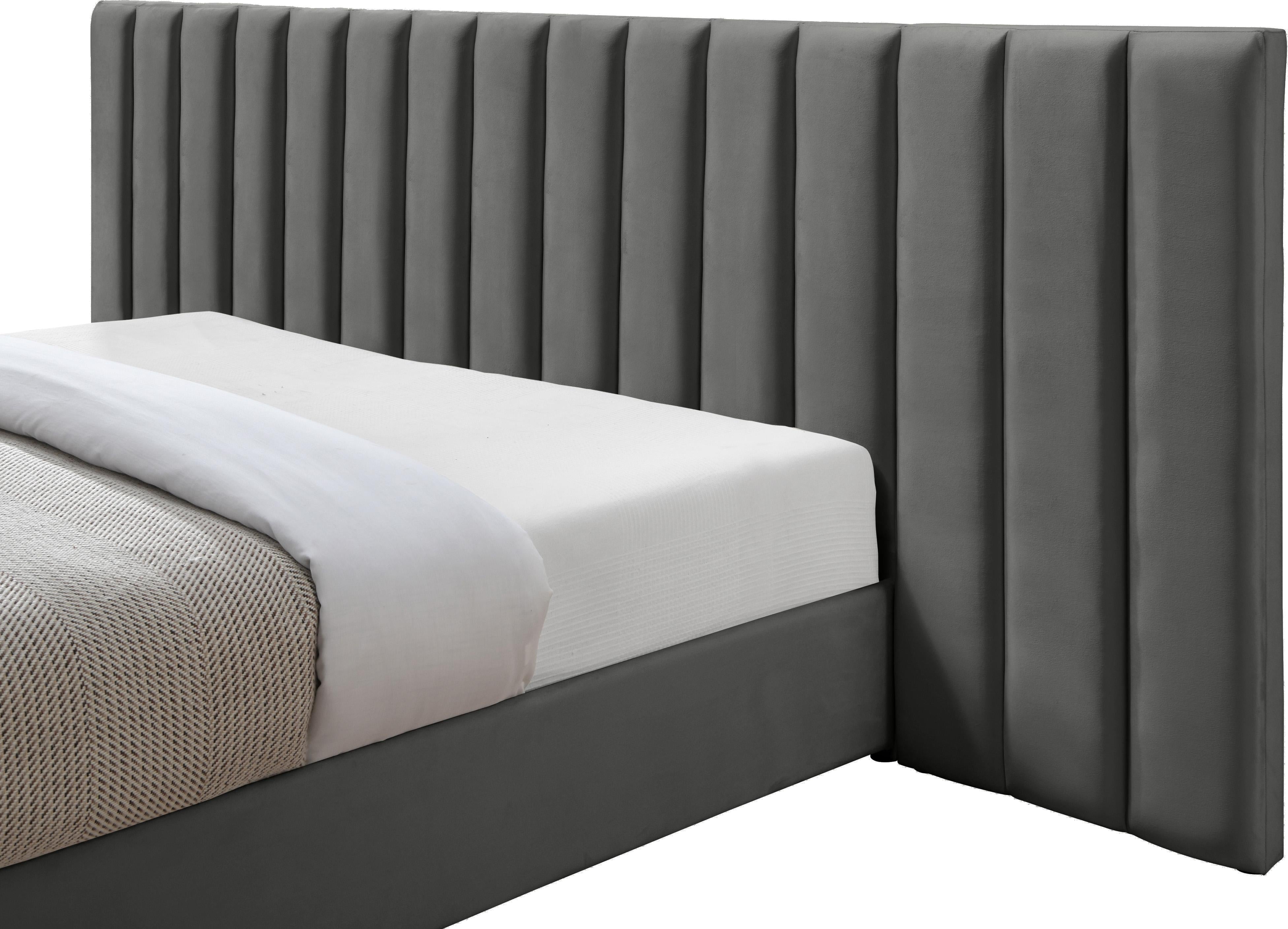 Pablo Grey Velvet Queen Bed - Luxury Home Furniture (MI)