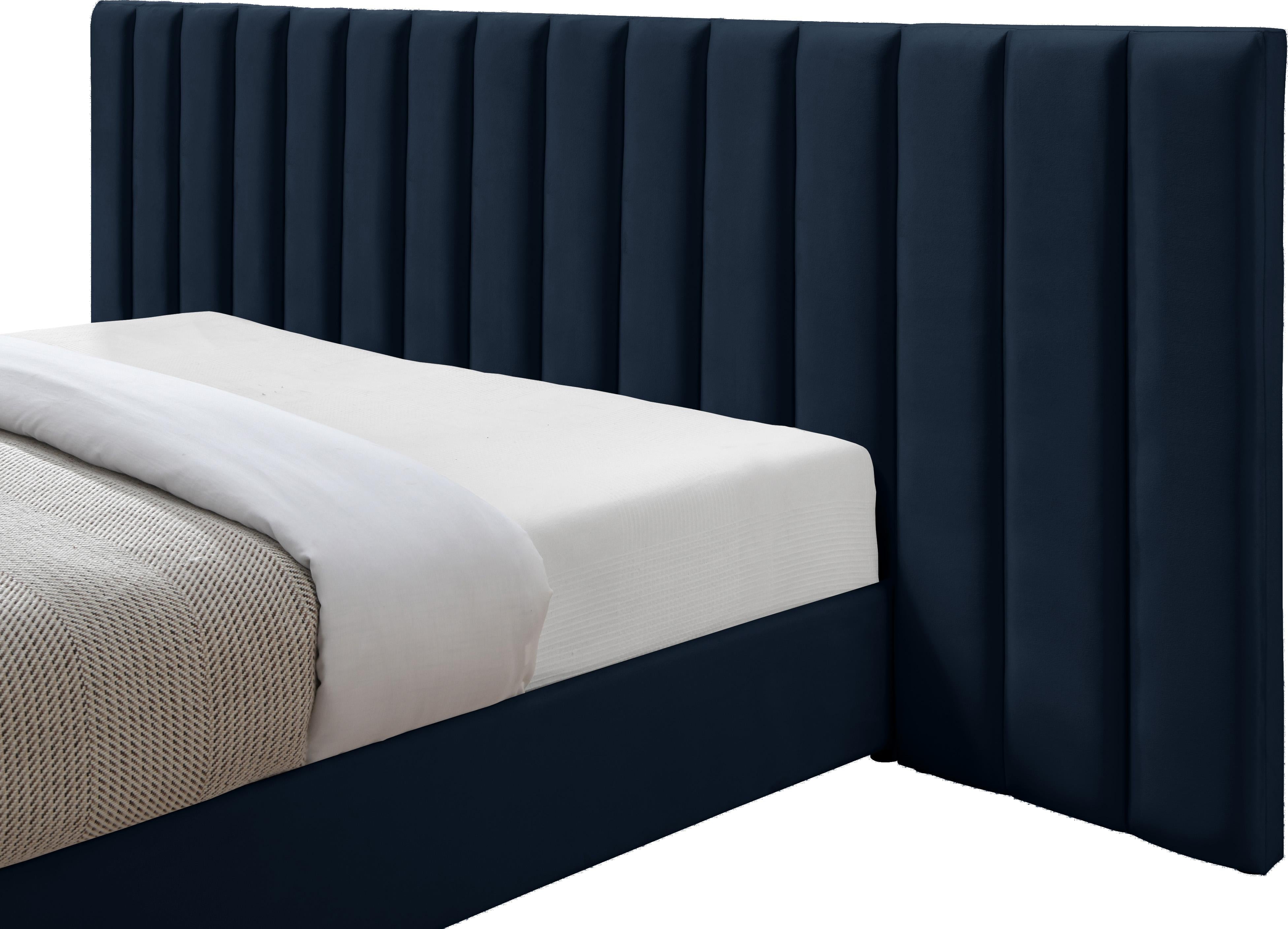 Pablo Navy Velvet King Bed - Luxury Home Furniture (MI)
