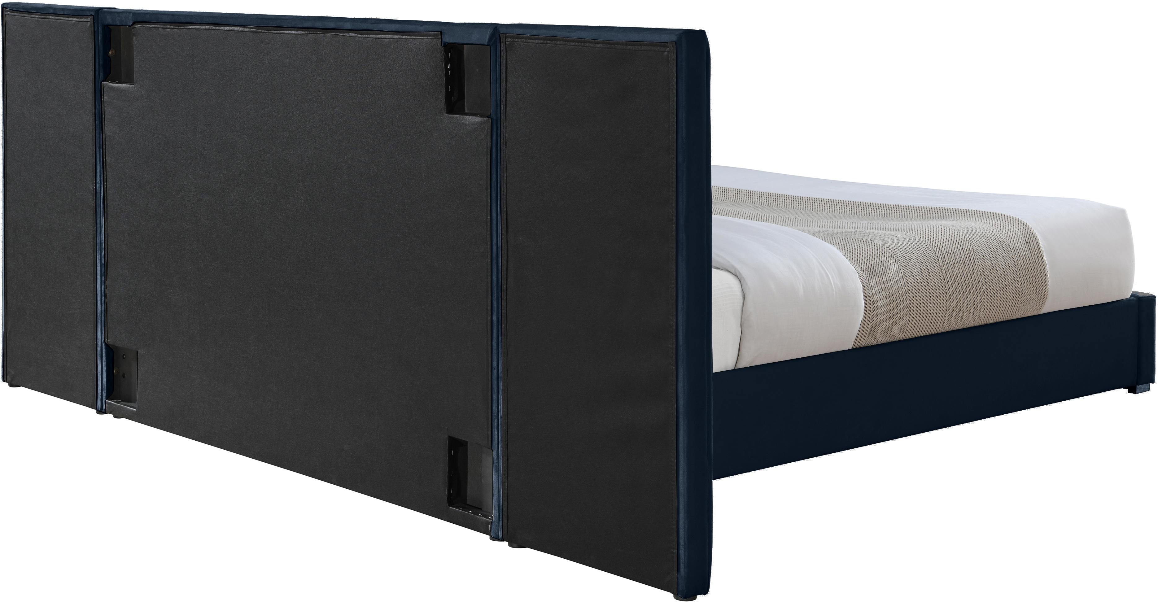 Pablo Navy Velvet Queen Bed - Luxury Home Furniture (MI)