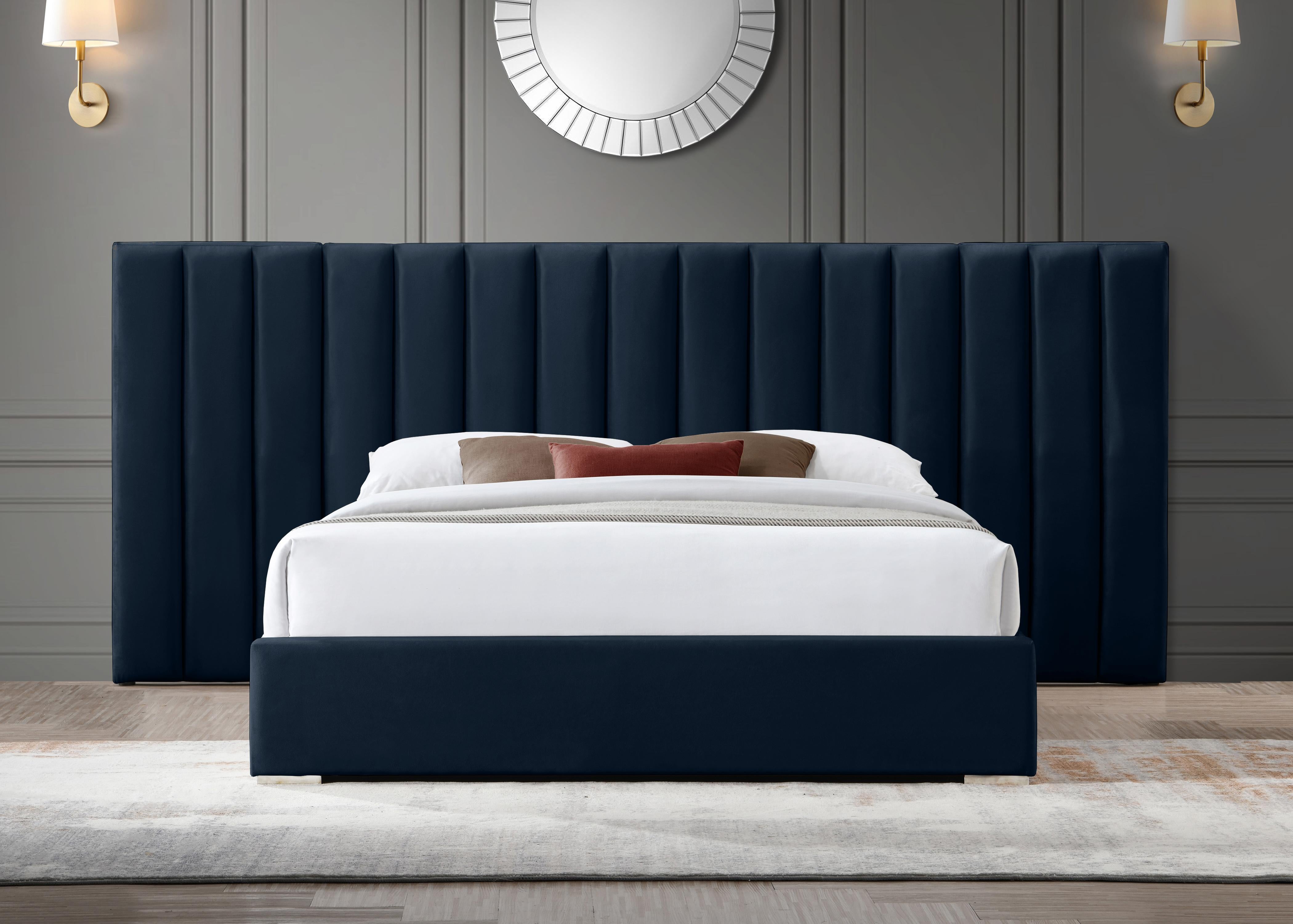 Pablo Navy Velvet King Bed - Luxury Home Furniture (MI)
