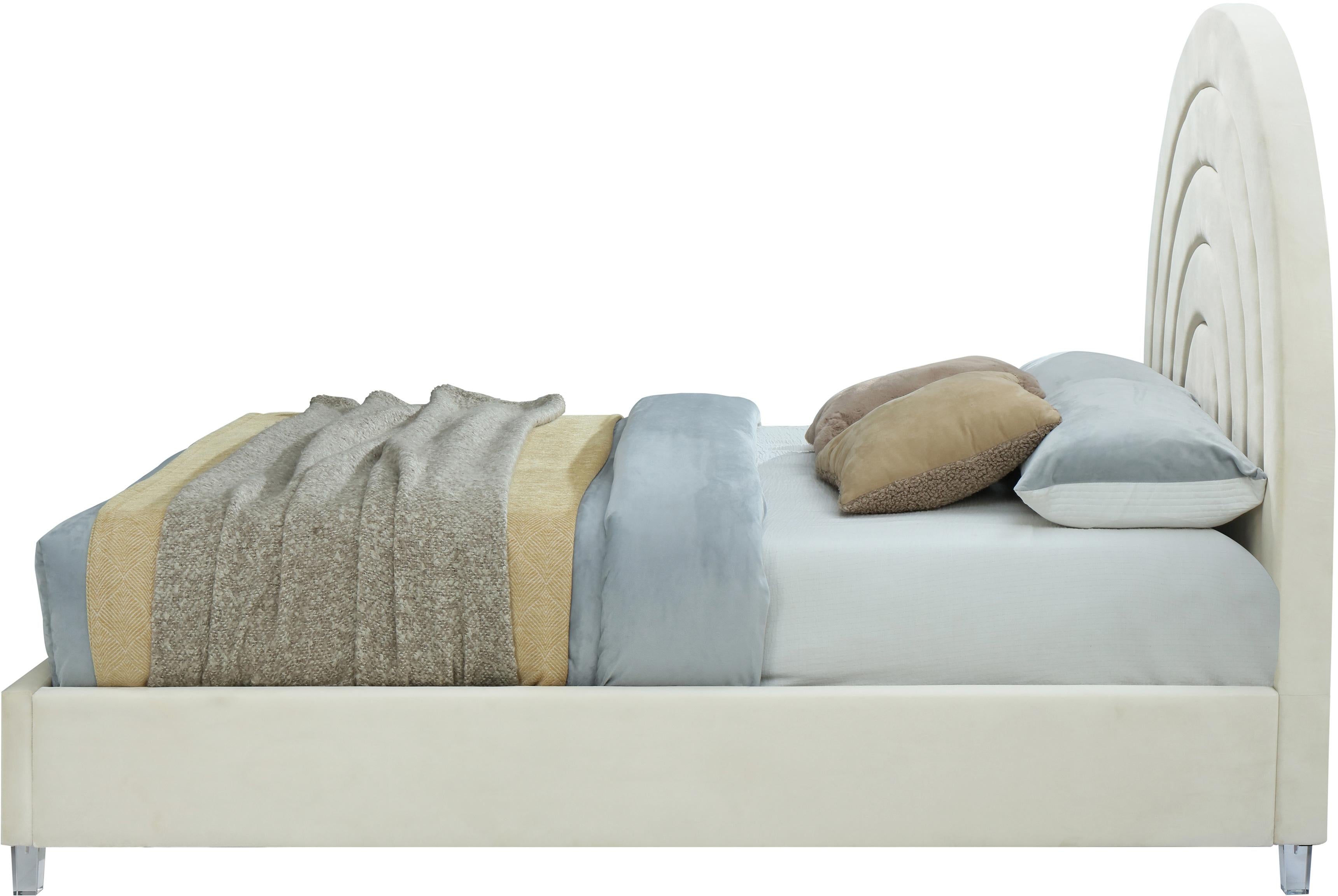 Rainbow Cream Velvet Queen Bed - Luxury Home Furniture (MI)