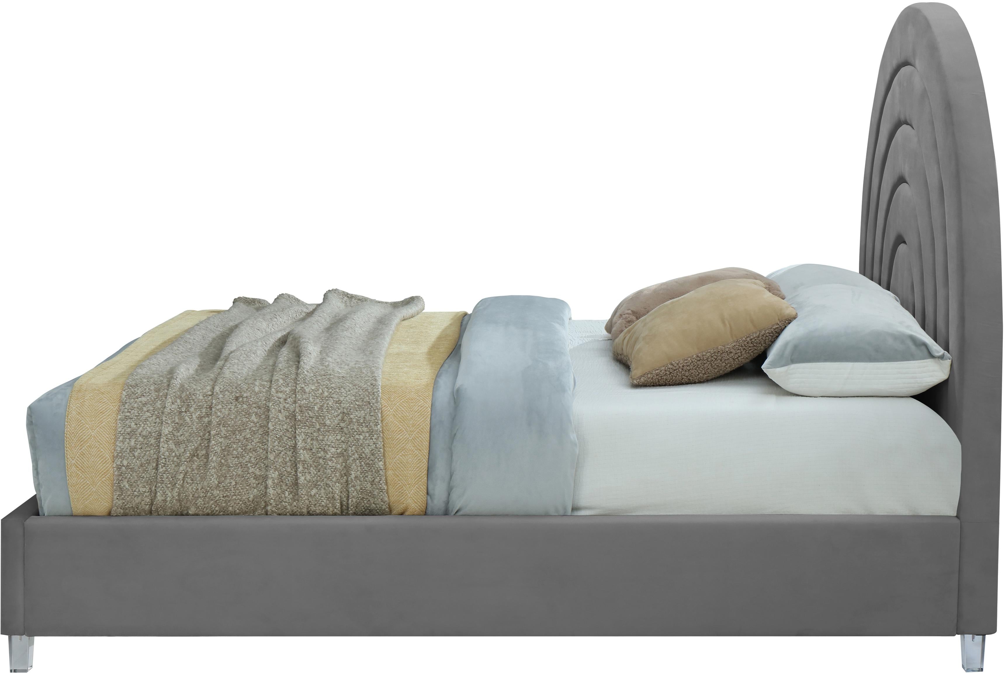 Rainbow Grey Velvet King Bed - Luxury Home Furniture (MI)