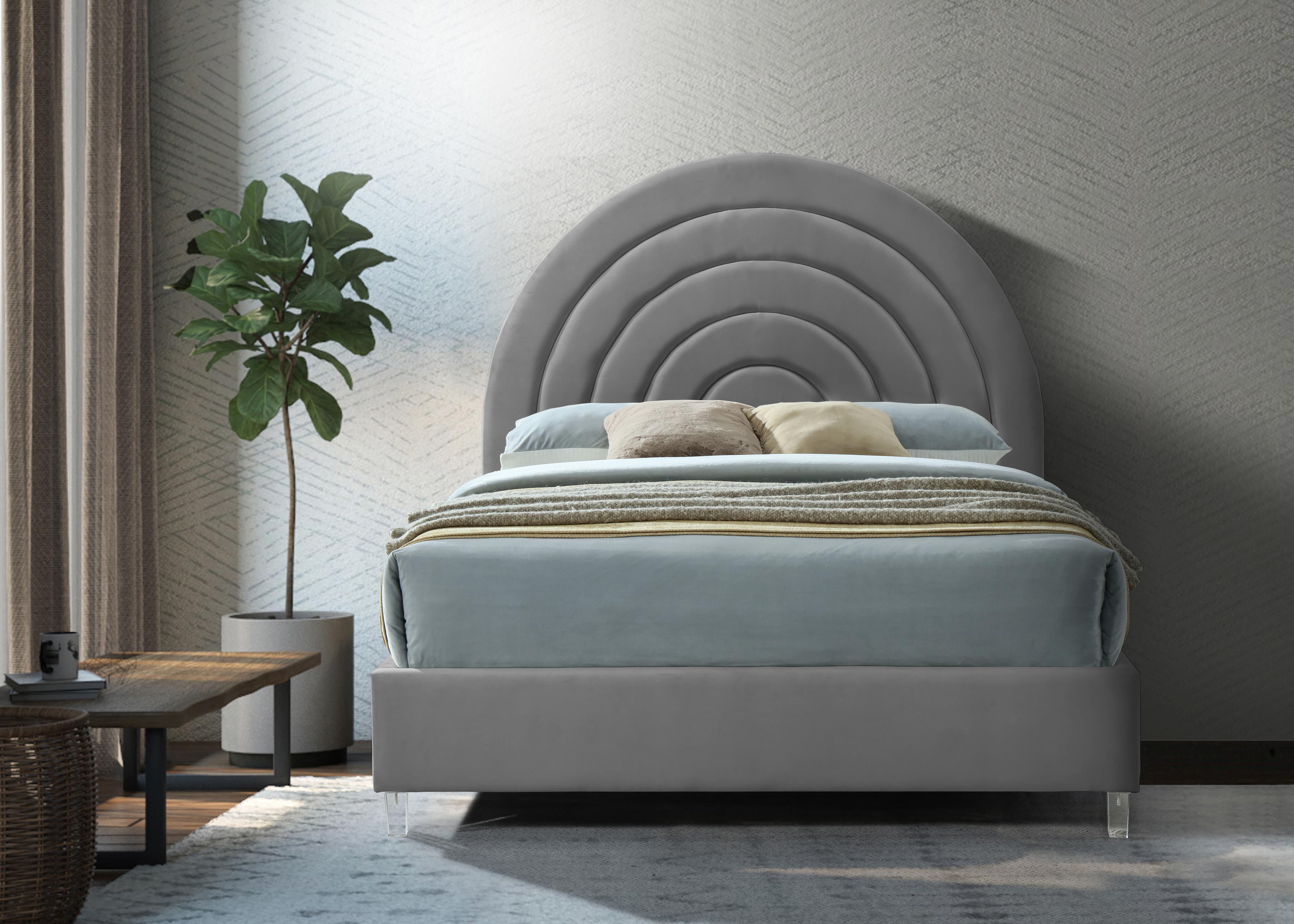 Rainbow Grey Velvet King Bed - Luxury Home Furniture (MI)