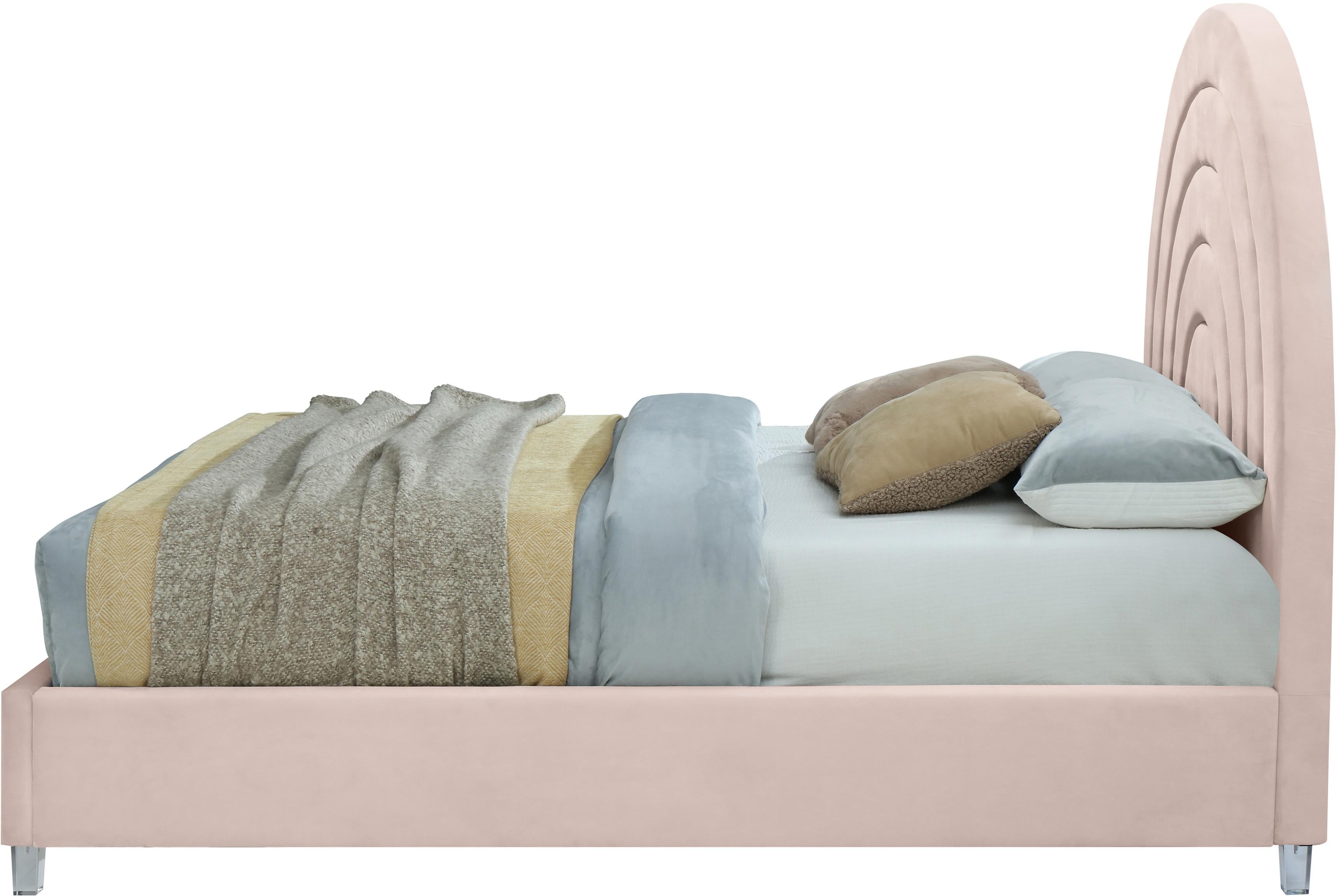 Rainbow Pink Velvet Full Bed - Luxury Home Furniture (MI)