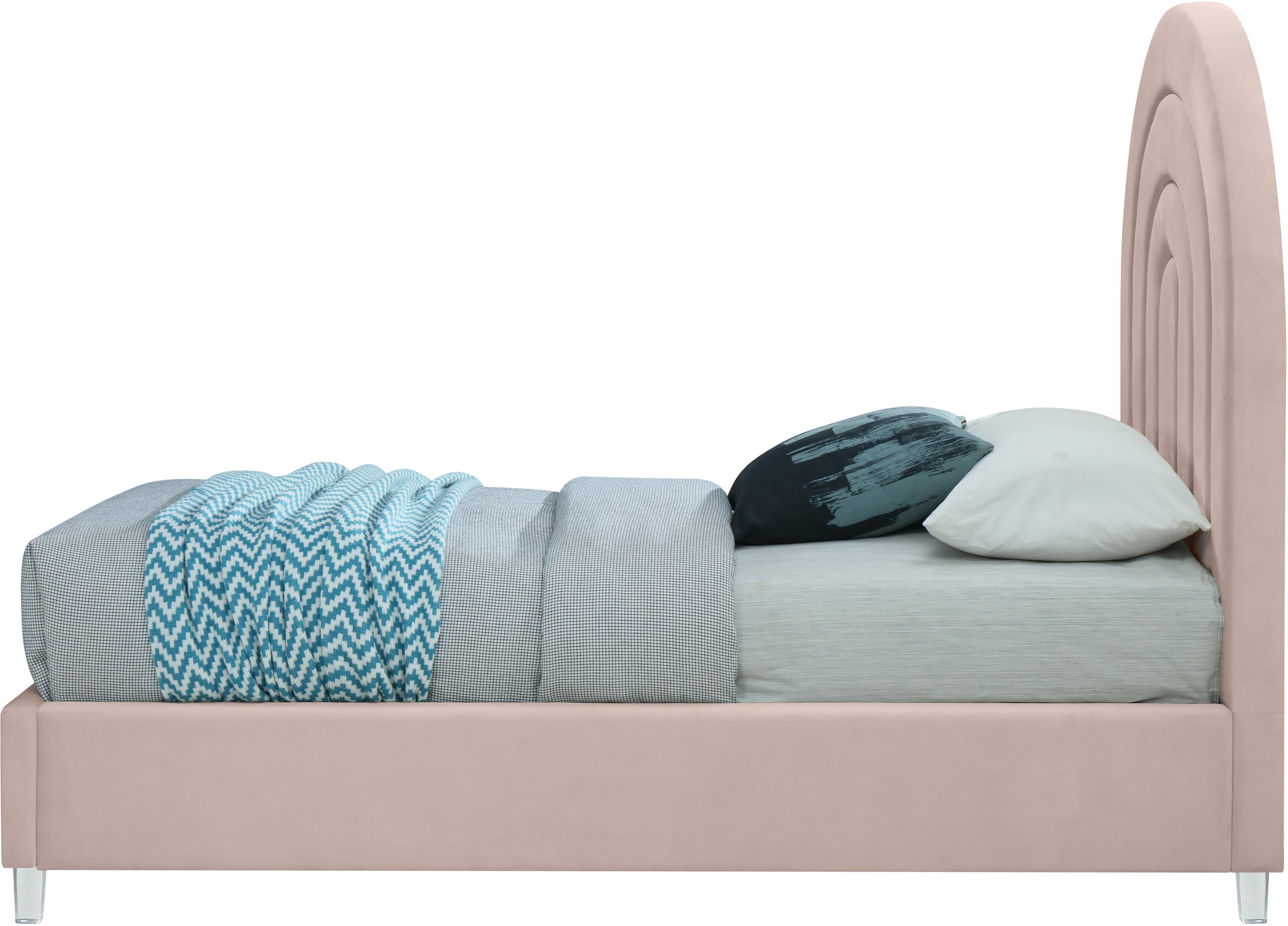 Rainbow Pink Velvet Twin Bed - Luxury Home Furniture (MI)