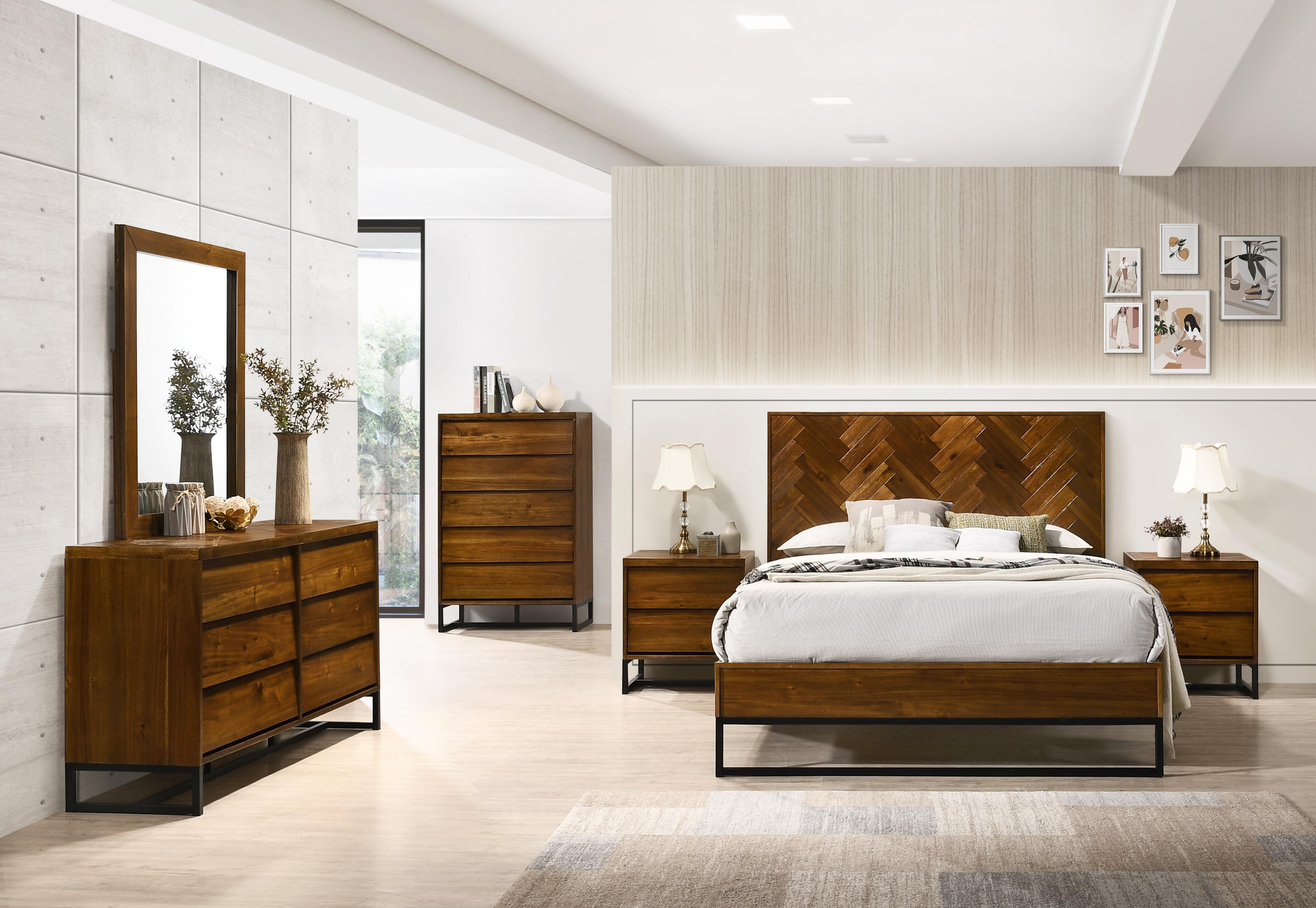 Reed Antique Coffee King Bed (3 Boxes) - Luxury Home Furniture (MI)