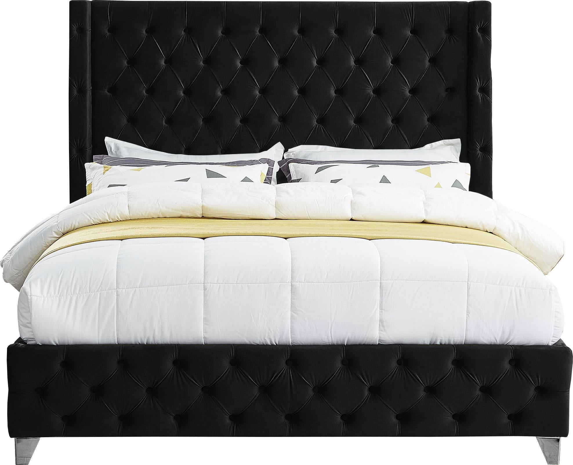 Savan Black Velvet Full Bed