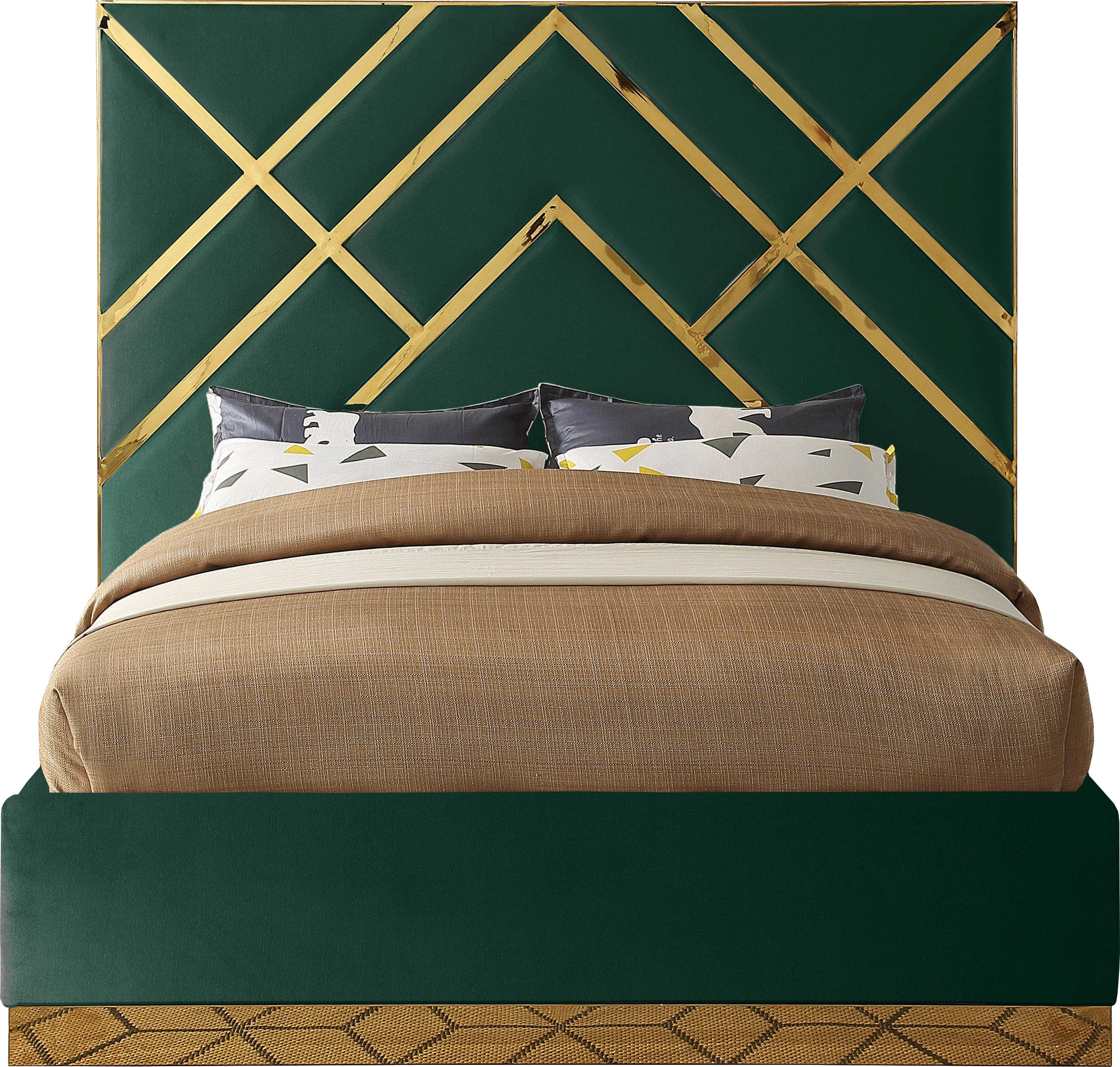 Vector Green Velvet Queen Bed - Luxury Home Furniture (MI)