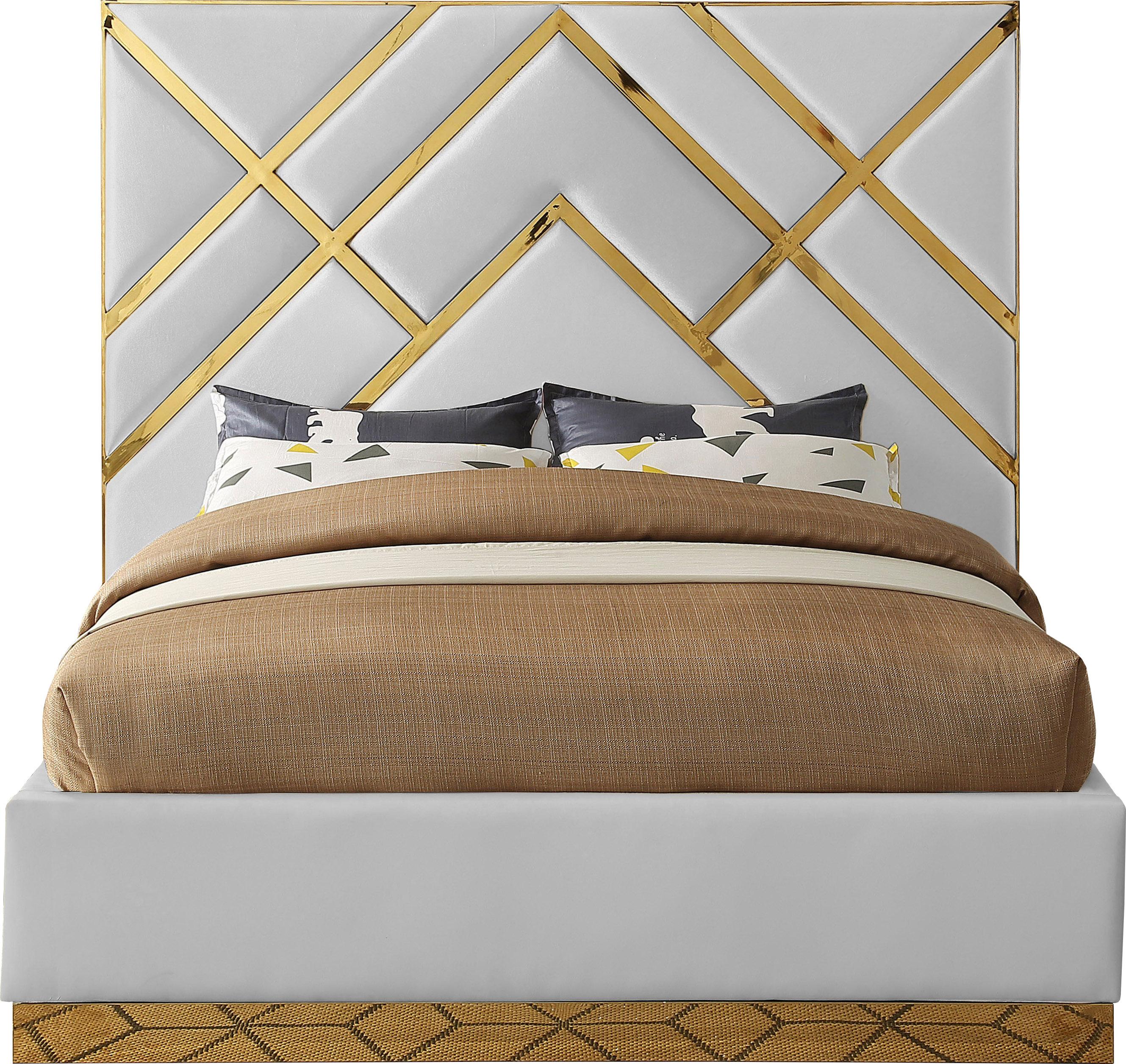 Vector White Faux Leather Queen Bed - Luxury Home Furniture (MI)