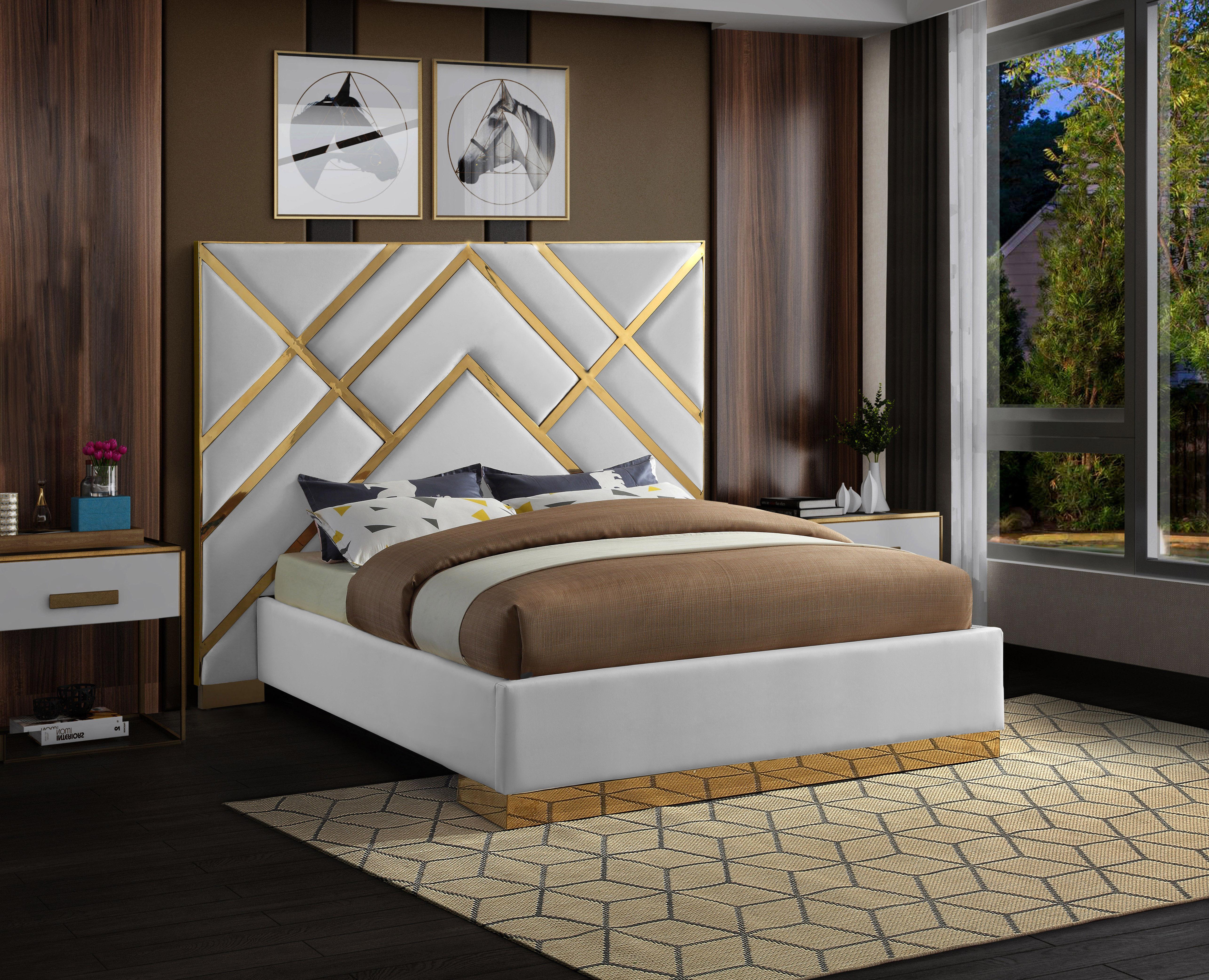 Vector White Faux Leather King Bed