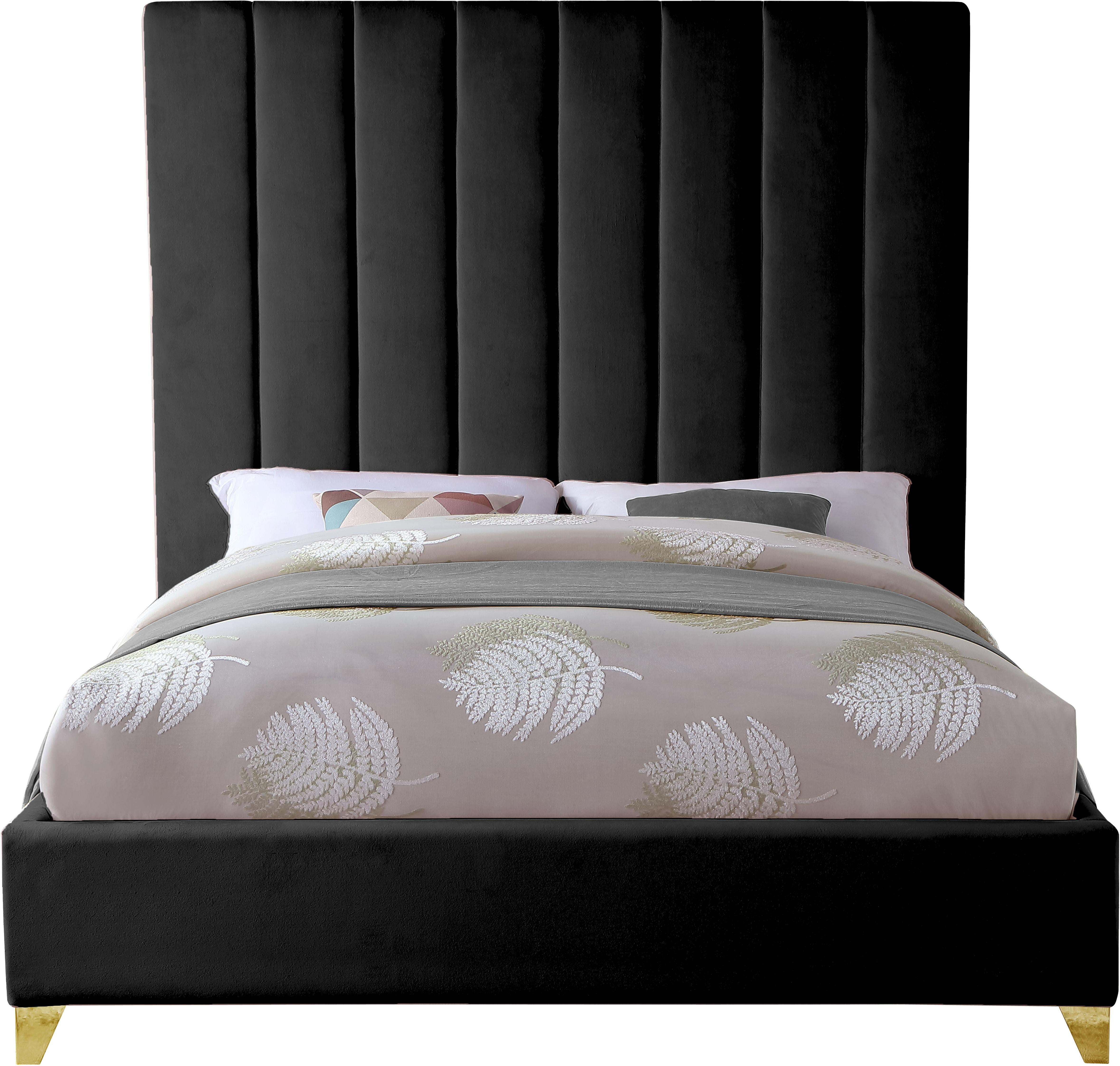 Via Black Velvet Queen Bed