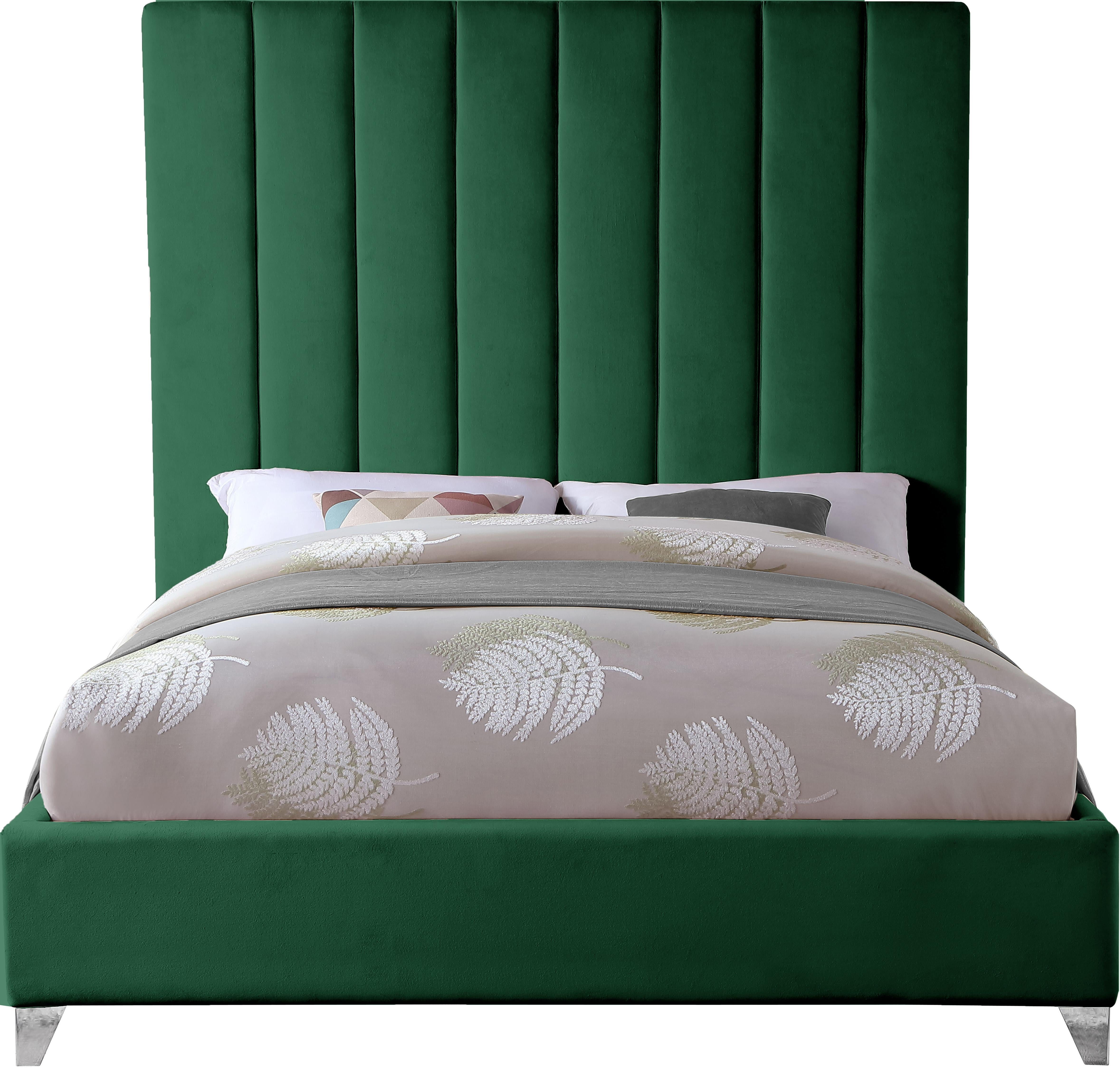 Via Green Velvet Queen Bed - Luxury Home Furniture (MI)