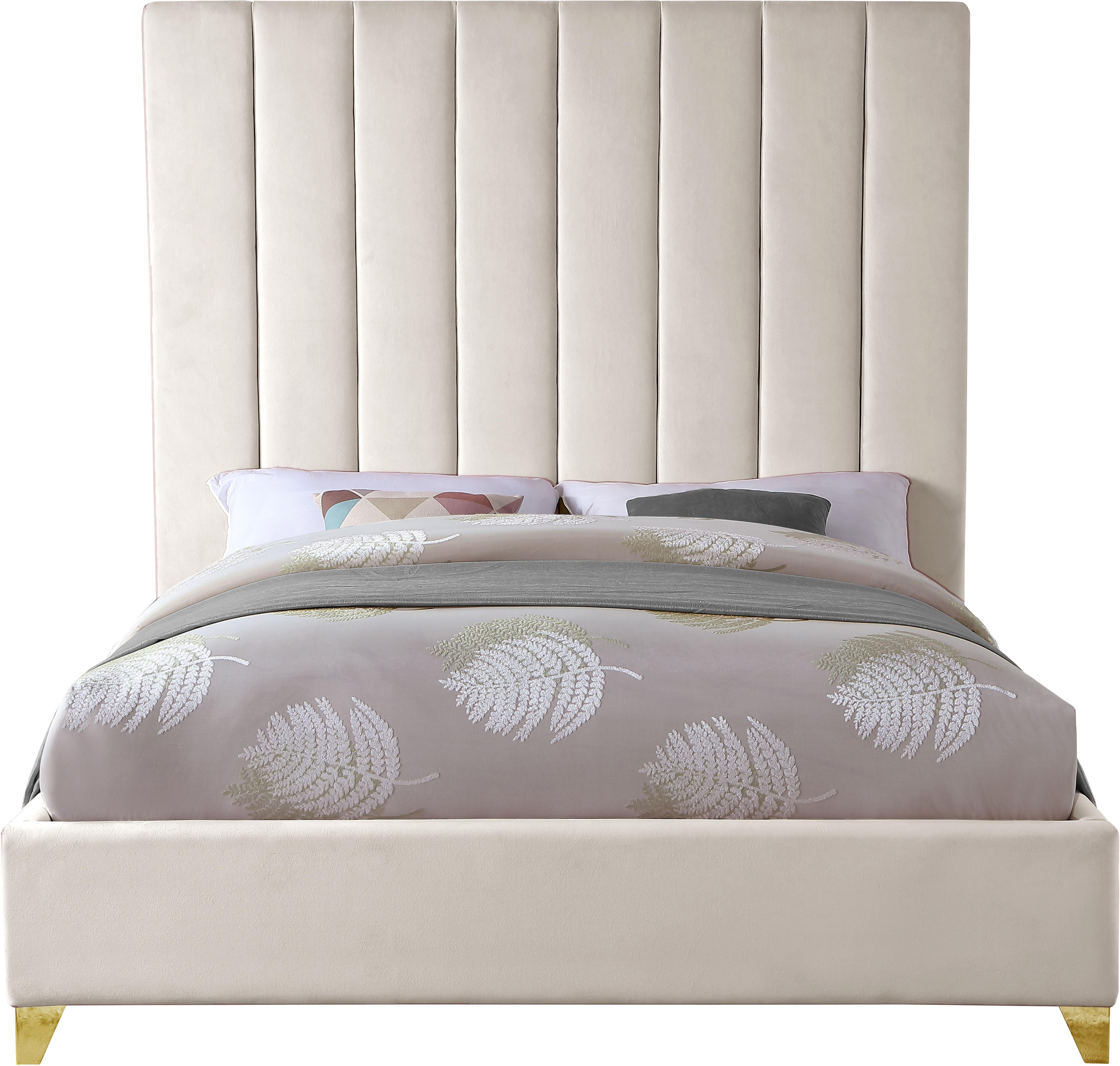 Via Cream Velvet Queen Bed - Luxury Home Furniture (MI)