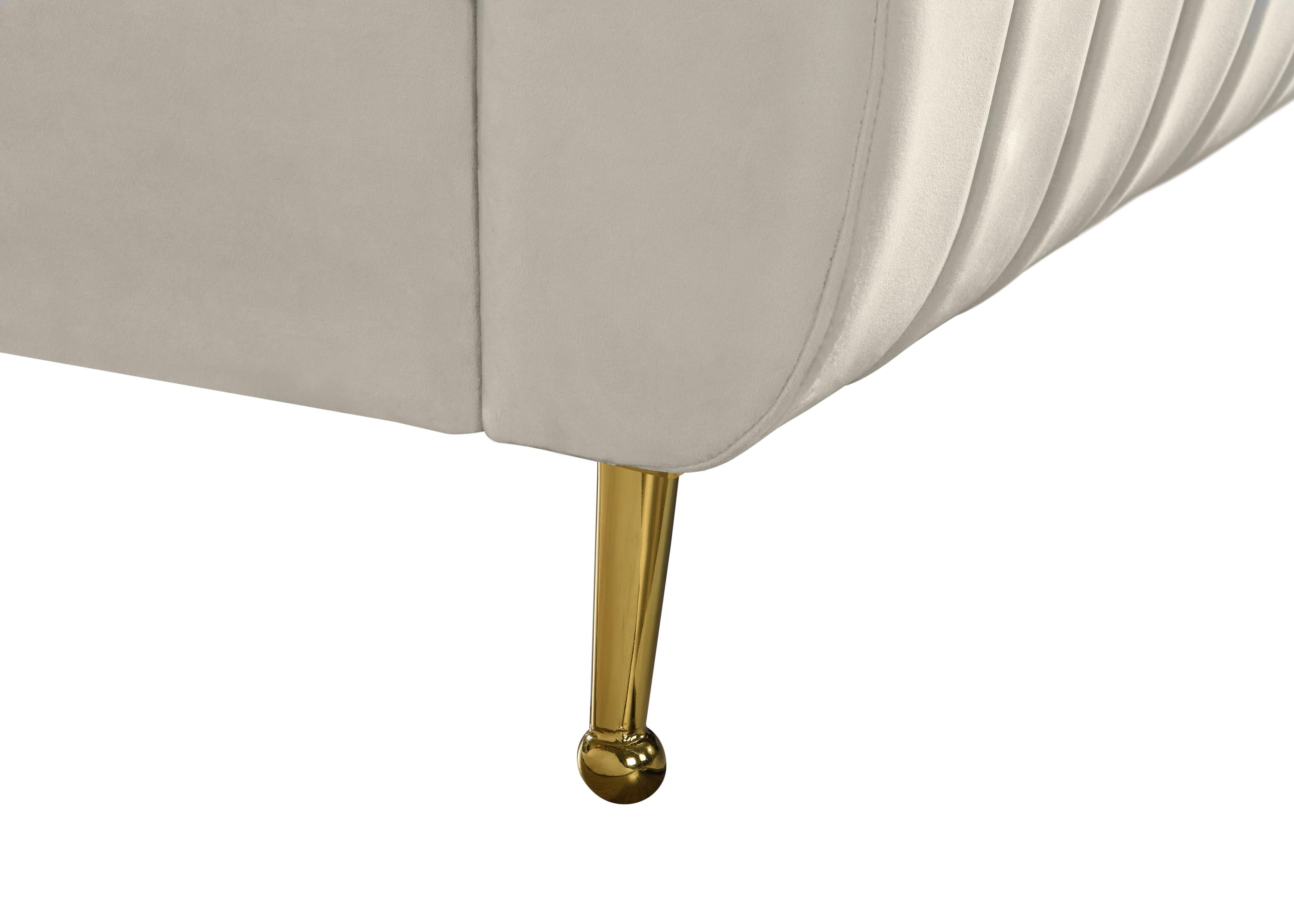 Zara Cream Velvet Queen Bed (3 Boxes) - Luxury Home Furniture (MI)