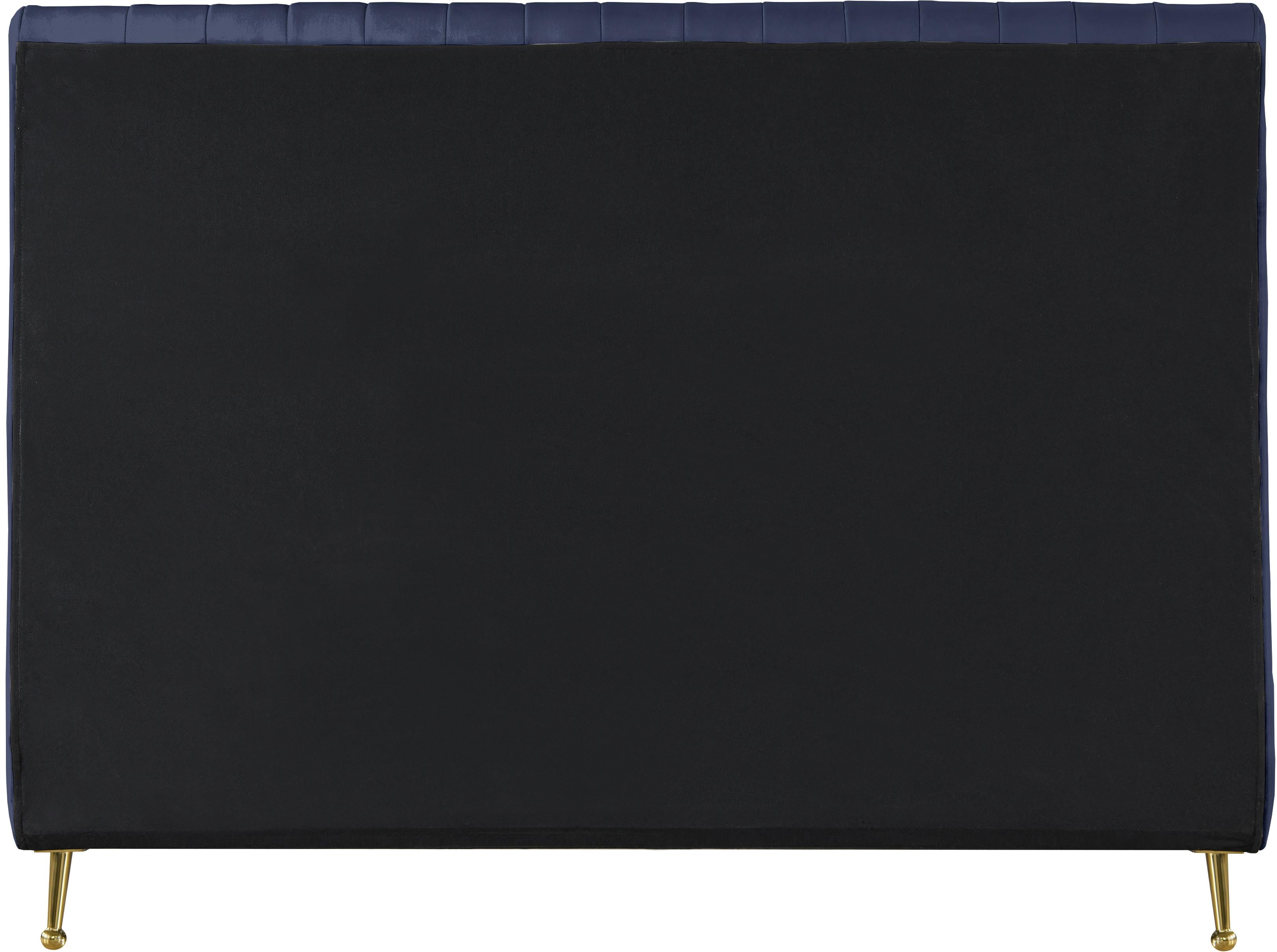 Zara Navy Velvet Queen Bed (3 Boxes) - Luxury Home Furniture (MI)