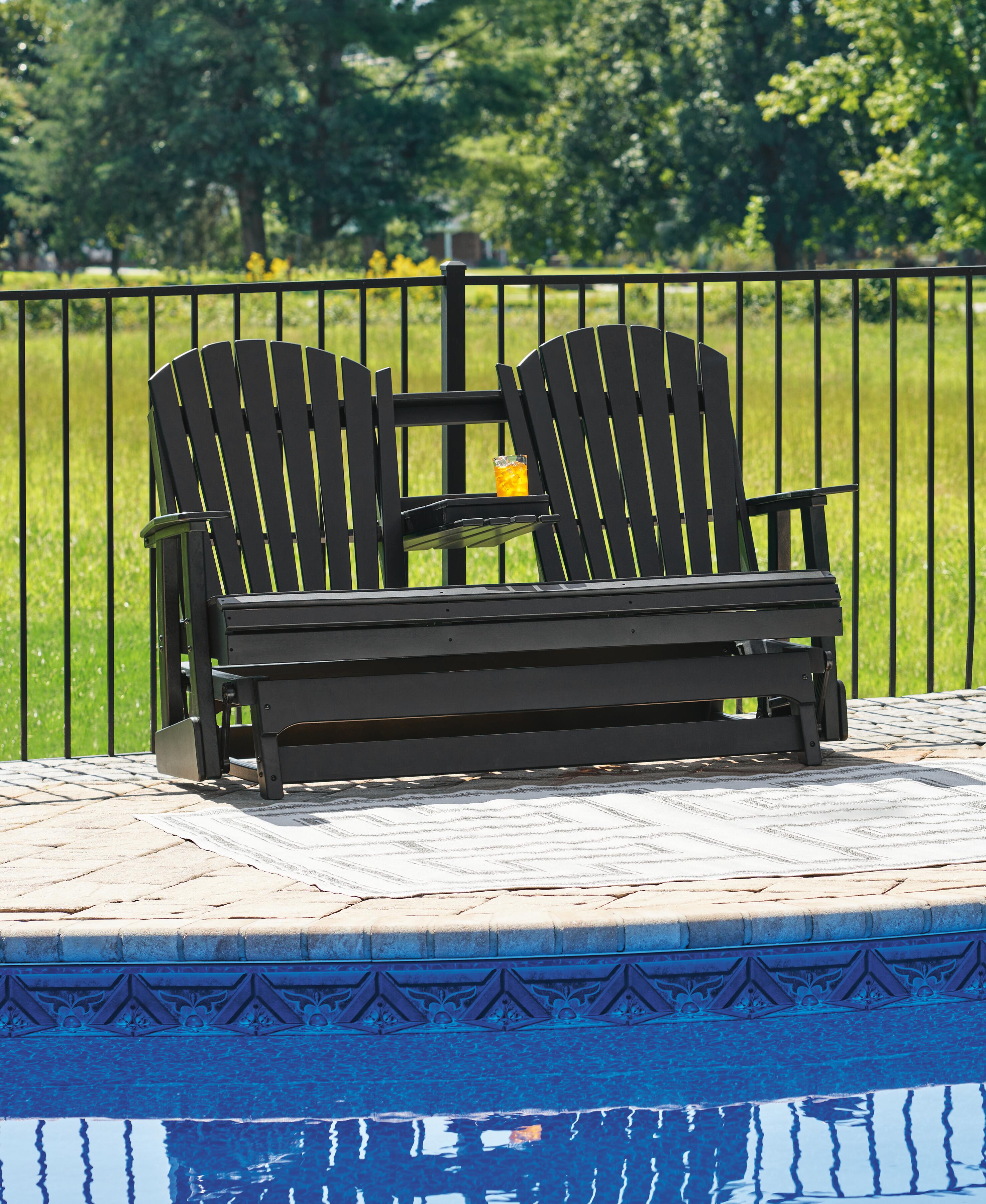 Hyland wave Outdoor Glider Loveseat - Luxury Home Furniture (MI)