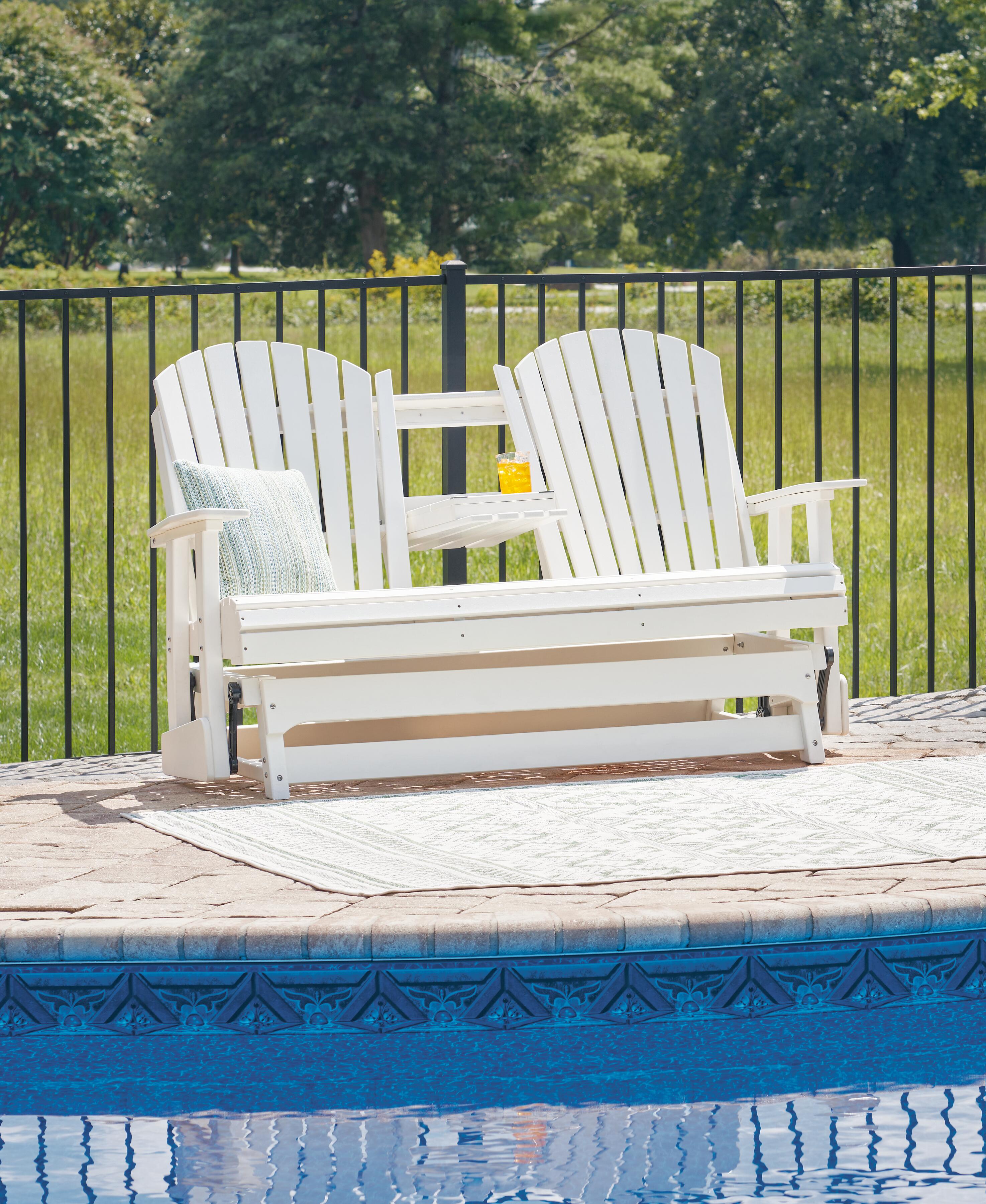 Hyland wave Outdoor Glider Loveseat - Luxury Home Furniture (MI)