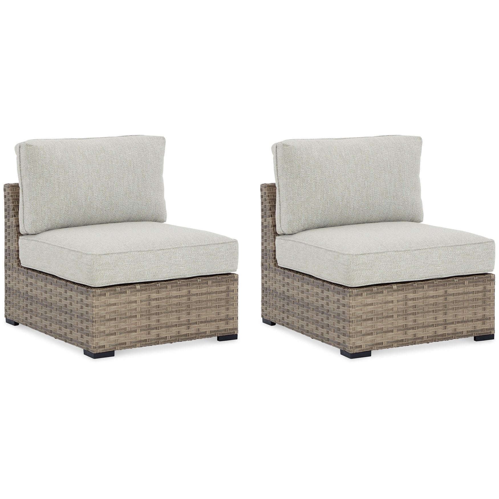 Calworth Outdoor Armless Chair with Cushion (Set of 2) - Luxury Home Furniture (MI)
