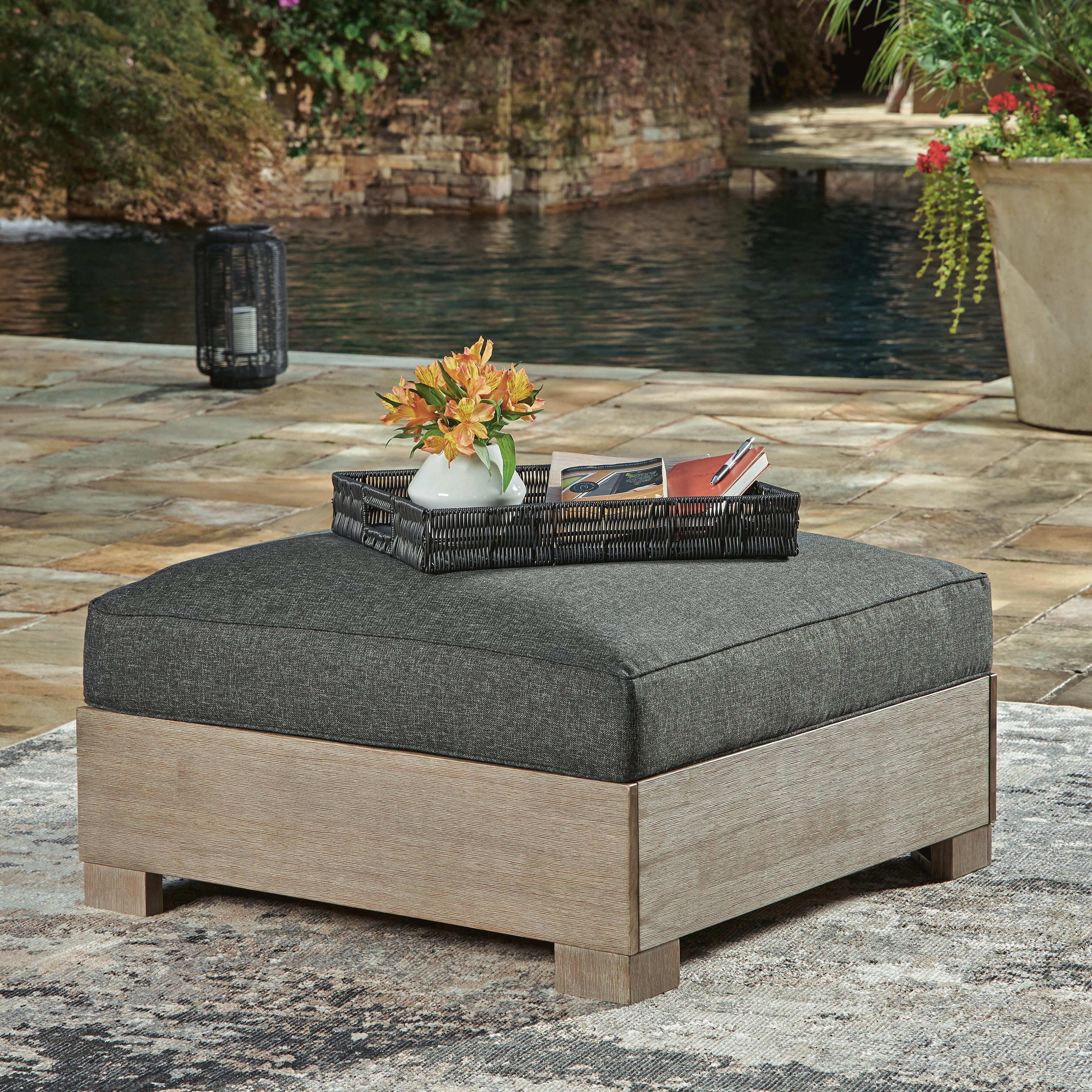 Citrine Park Outdoor Ottoman with Cushion - Luxury Home Furniture (MI)