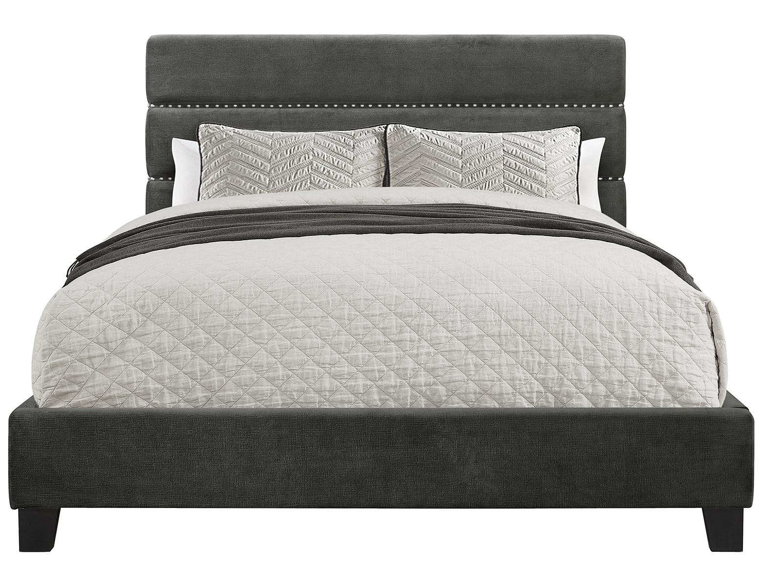 Pulaski ACH All-In-One Queen Horizontally Channeled Upholstered Bed in Grey