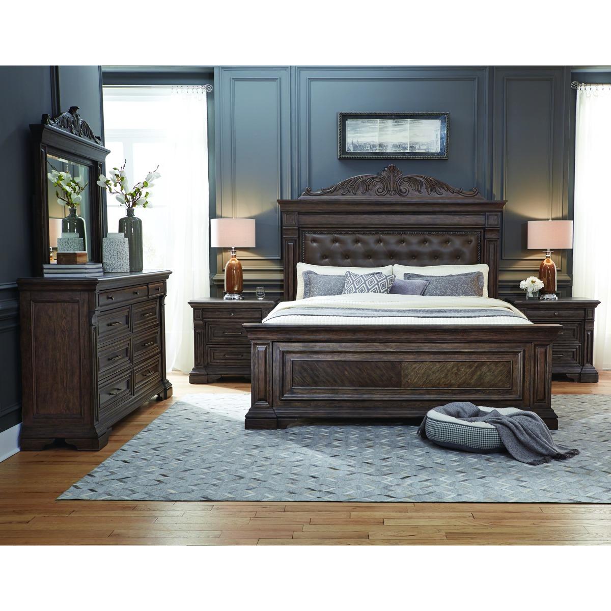 Pulaski Bedford Heights King Panel Bed in Estate Brown - Luxury Home Furniture (MI)