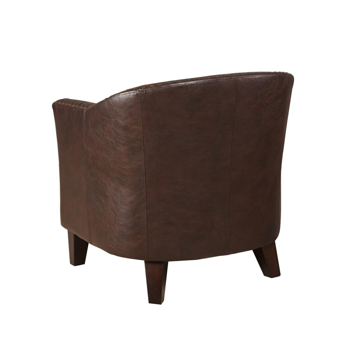 Pulaski Brown Faux Leather Barrel Accent Chair - Luxury Home Furniture (MI)