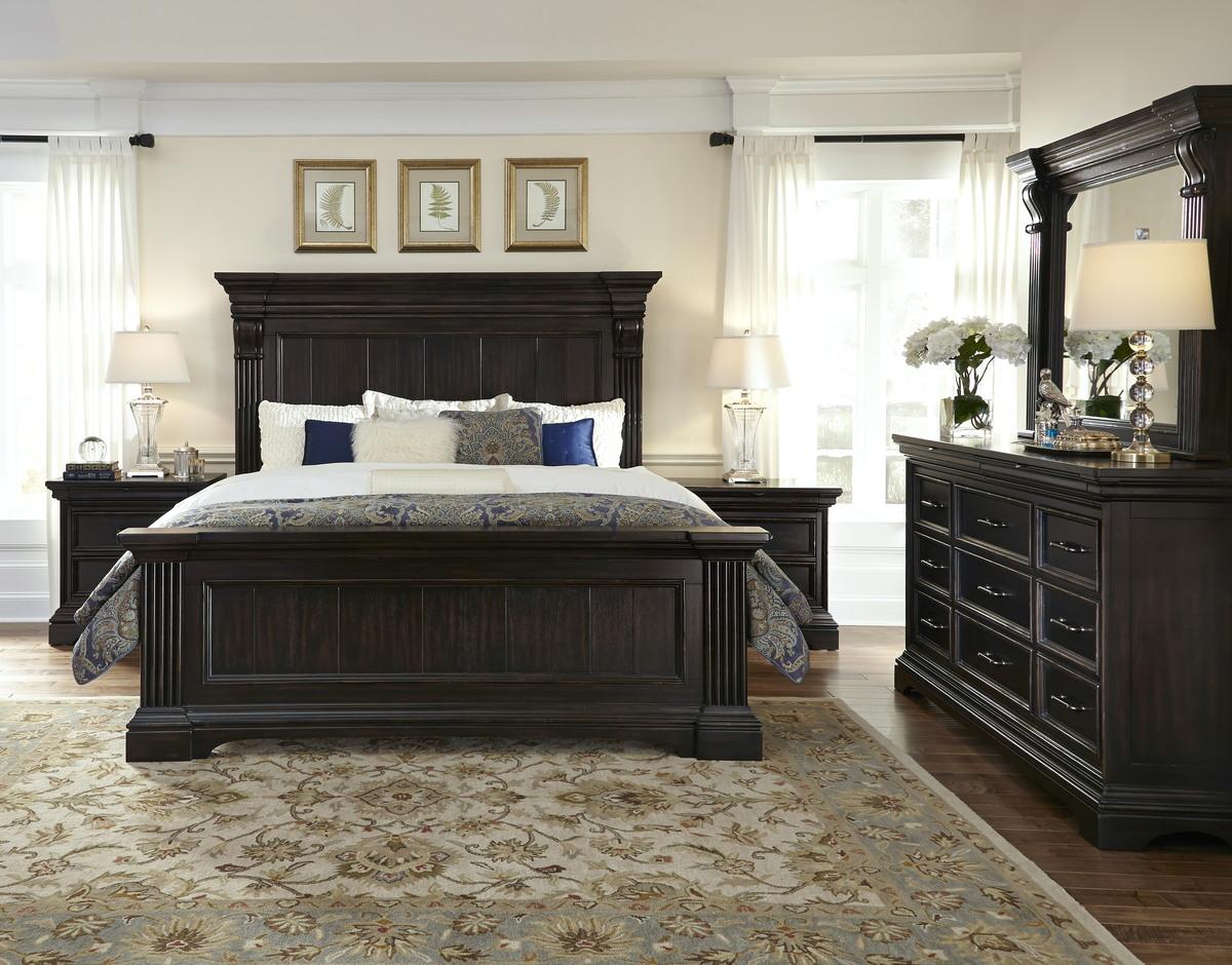 Pulaski Caldwell King Panel Bed in Dark Wood - Luxury Home Furniture (MI)